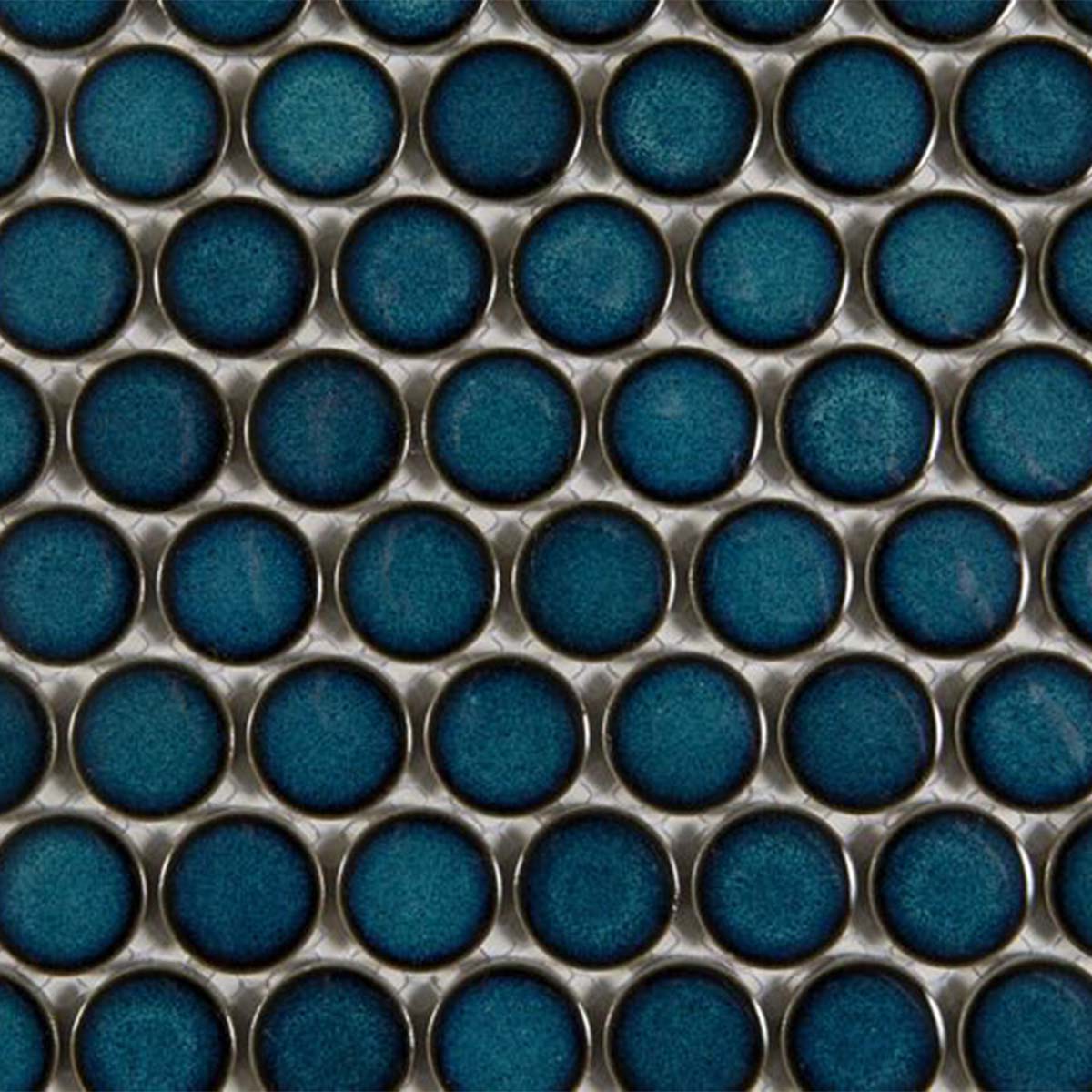 Penny Verde Round Wall Mosaic Tile 31x33cm Gloss