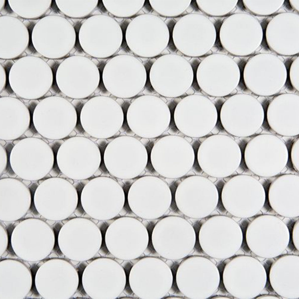 Penny White Round Wall Mosaic Tile 31x33cm Gloss