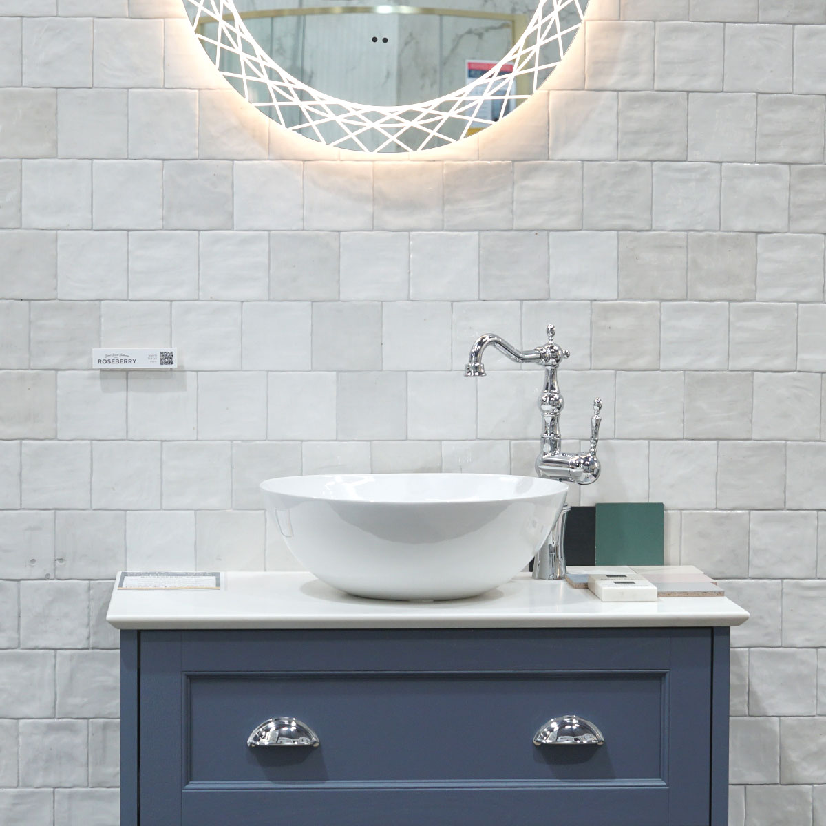 Riad White Decor Wall Tile 10x10cm Gloss