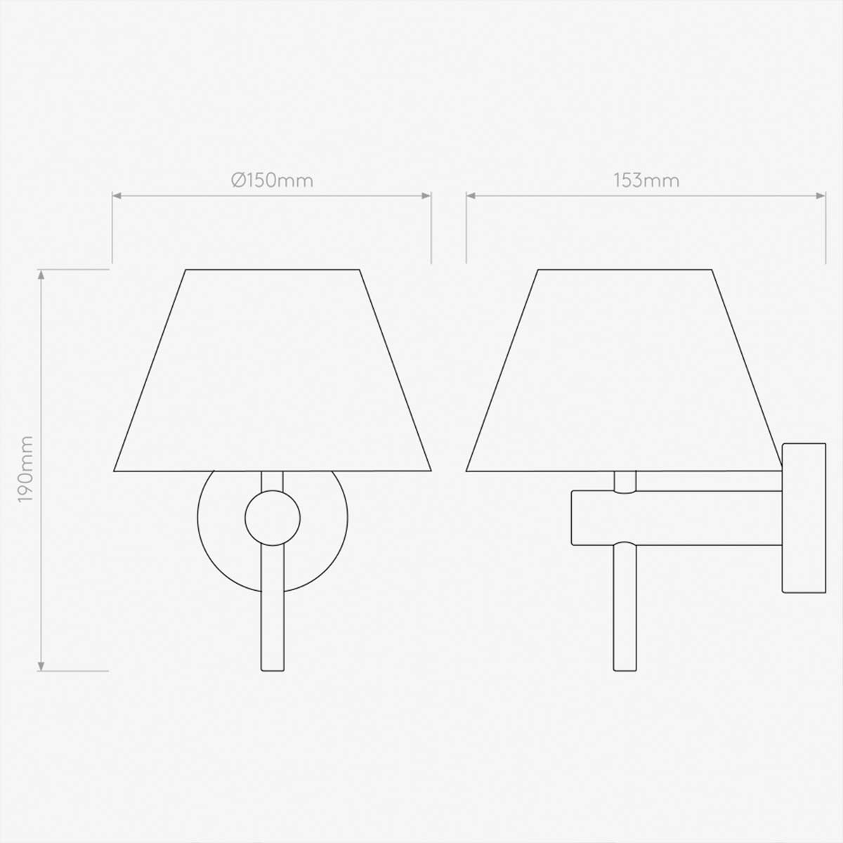 Venice Bathroom Light With White Shade Dimensions