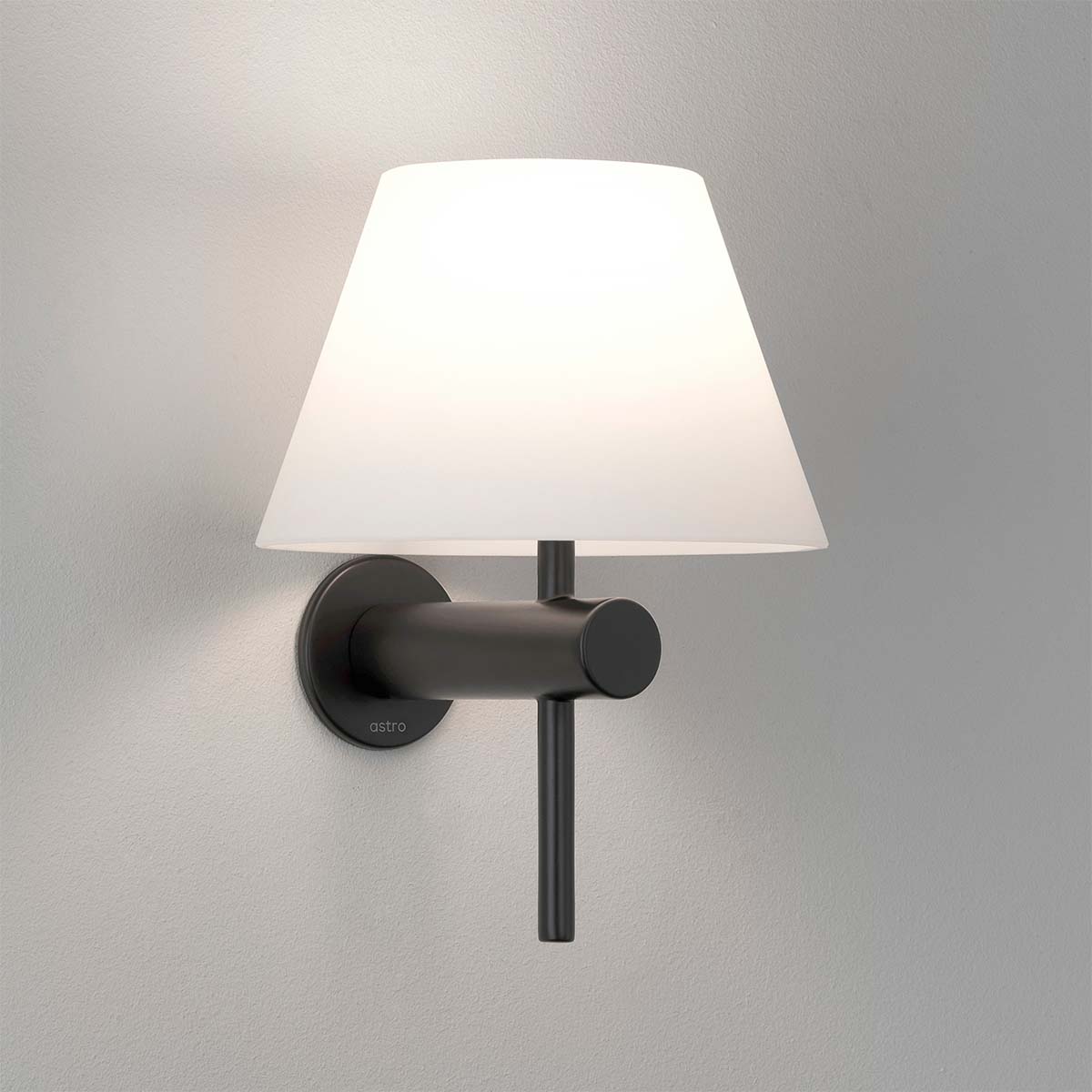 Venice Bathroom Light With White Shade Matt Black