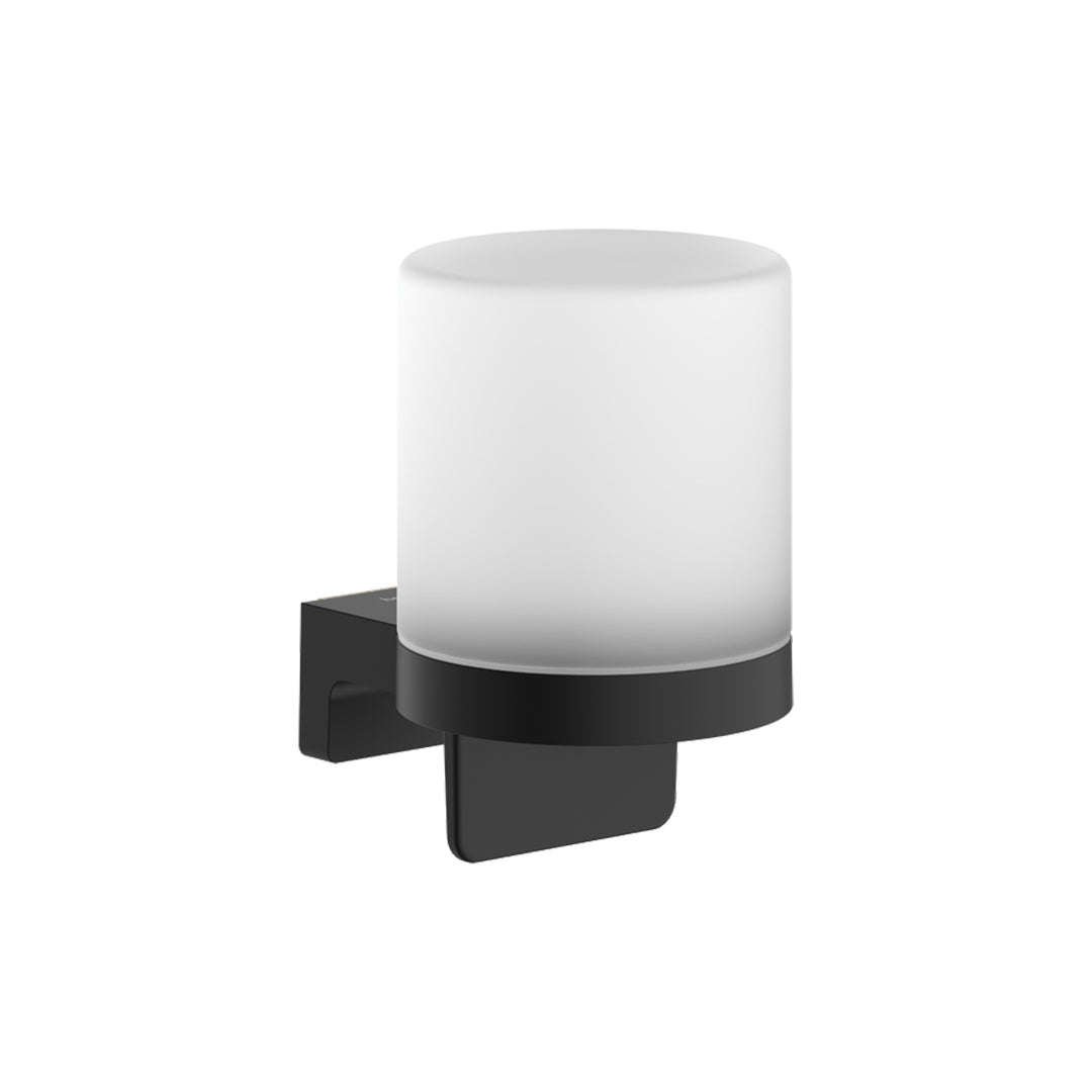 Hansgrohe AddStoris S Liquid Soap Dispenser in Matt Black. Supplied by Deluxe Bathrooms.