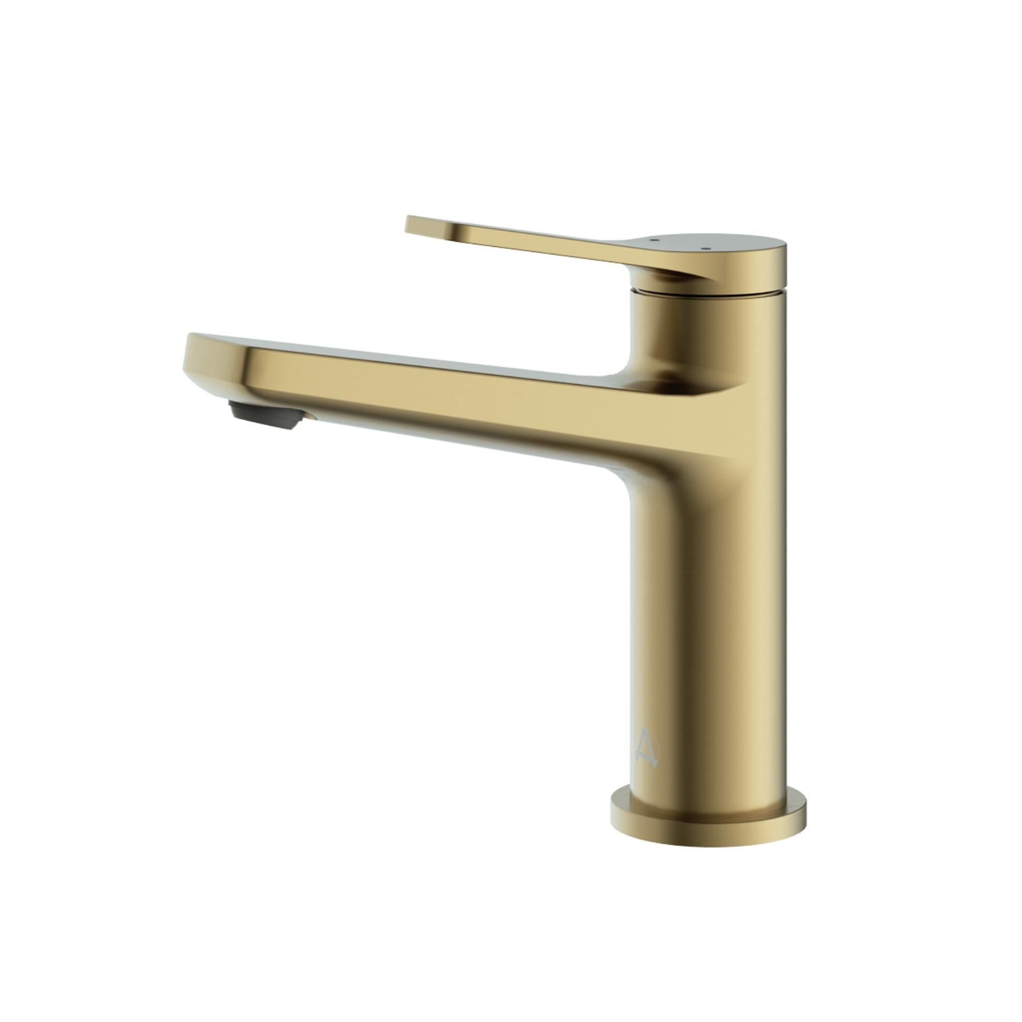 Agora Basin Mixer Tap with Click-Clack Waste brushed brass - deluxe bathrooms Ireland