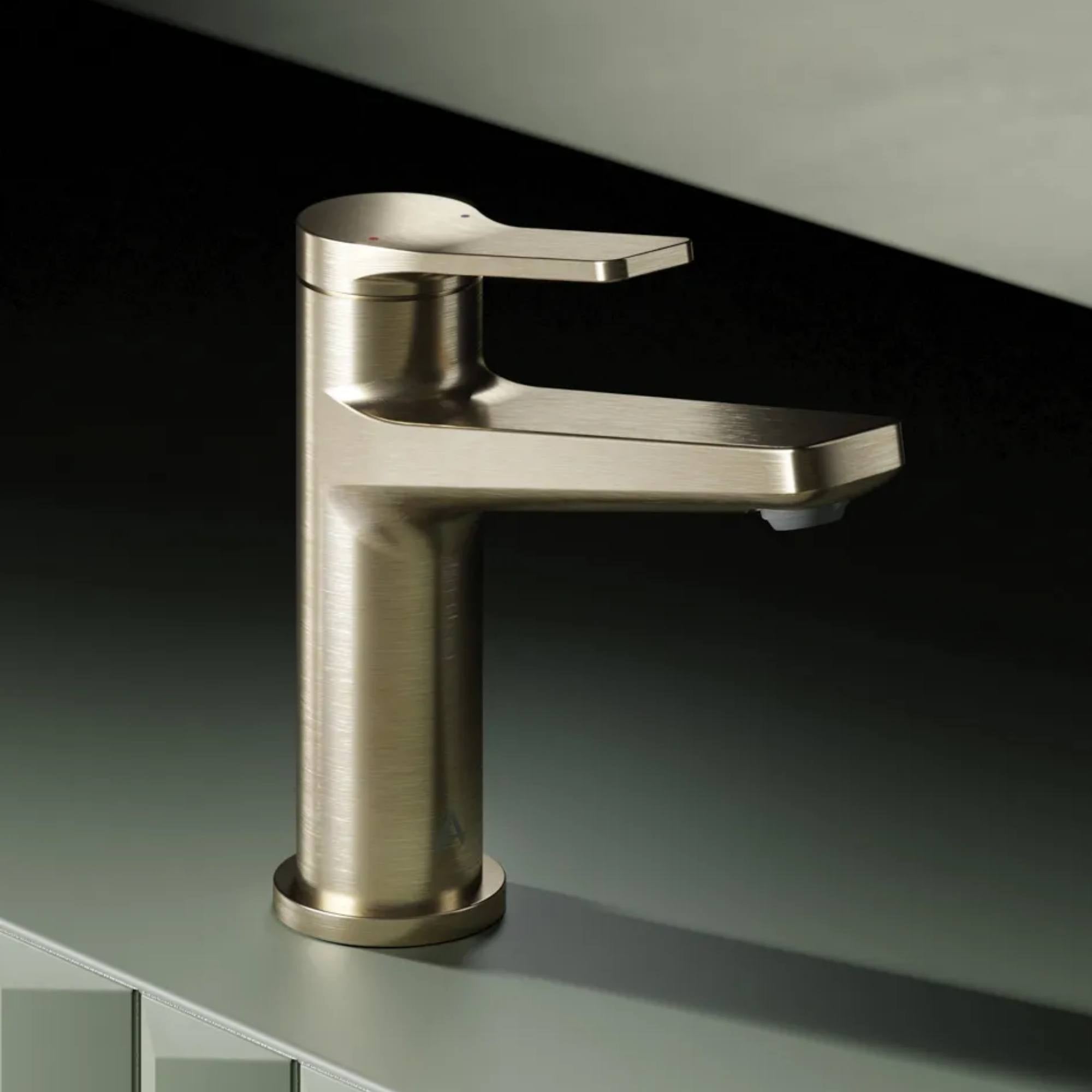 Agora Basin Mixer Tap with Click-Clack Waste in brushed nickel - deluxe bathrooms ireland