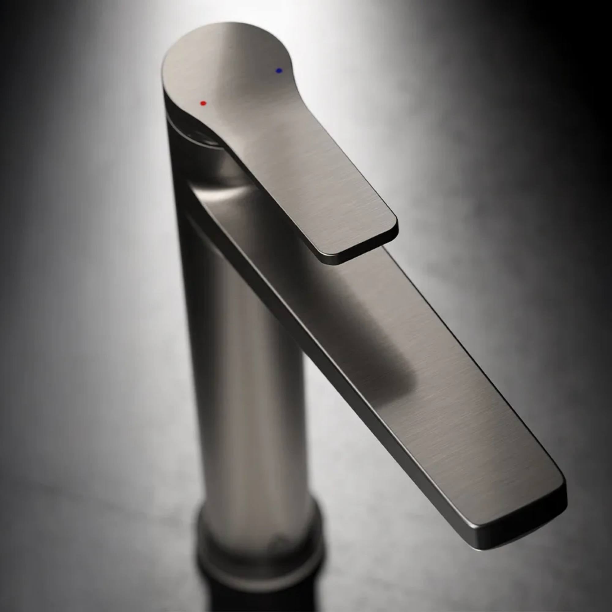 Agora Basin Mixer Tap with Click-Clack Waste gun metal grey - deluxe bathrooms Ireland