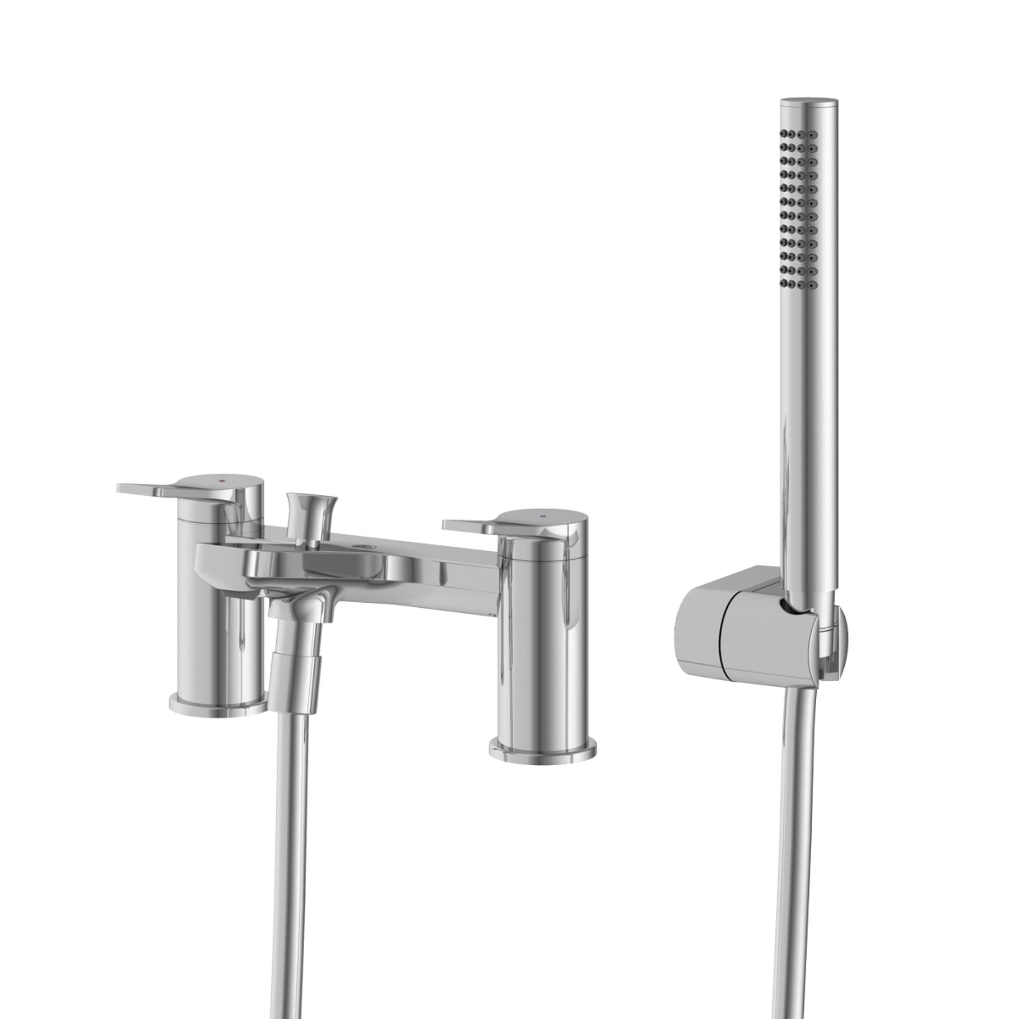 Agora Deck Mounted Bath Shower Mixer with Handset in chrome, Deluxe Bathrooms, Ireland
