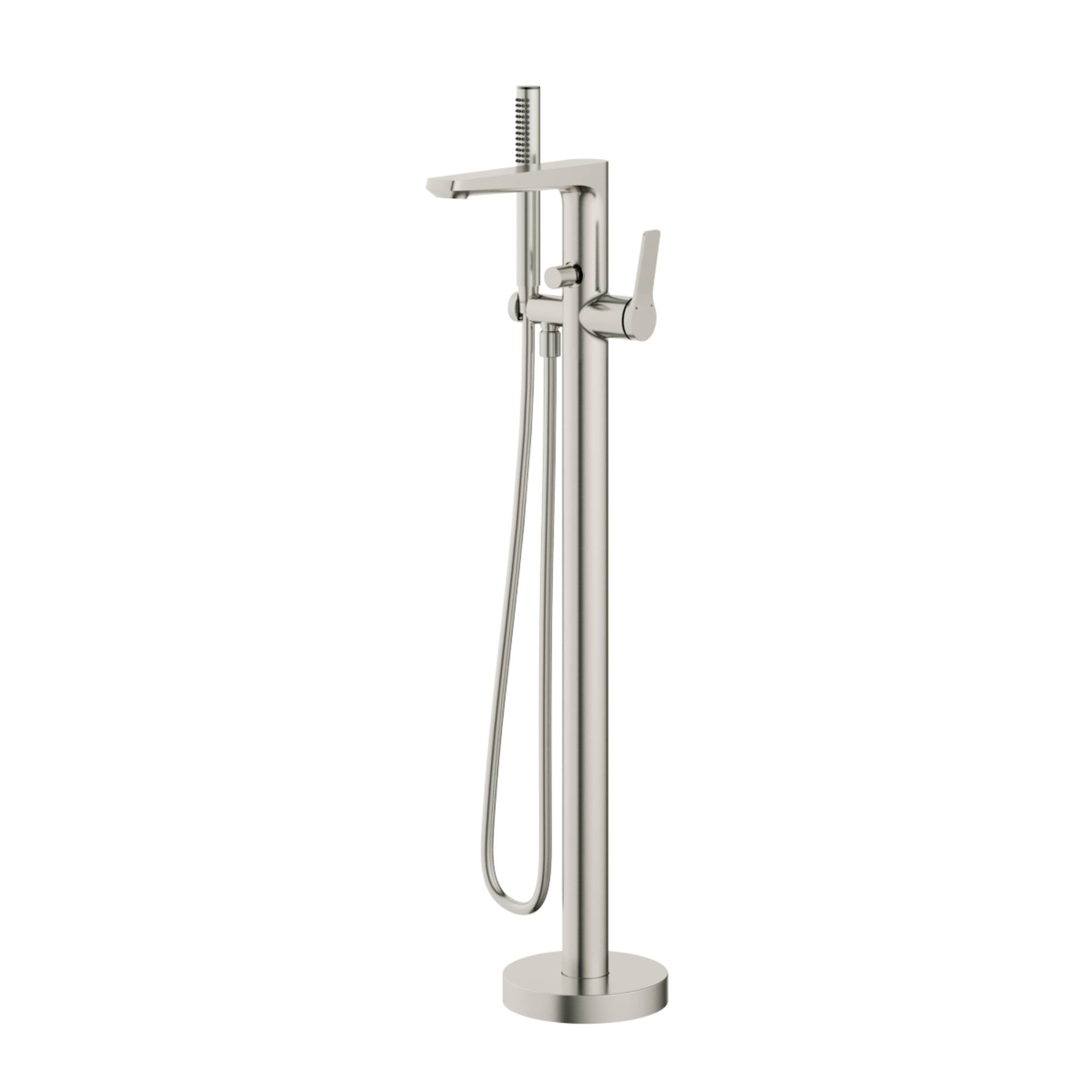 Agora Floorstanding Bath Shower Mixer With Handset in Brushed Nickel, Deluxe Bathrooms, Ireland