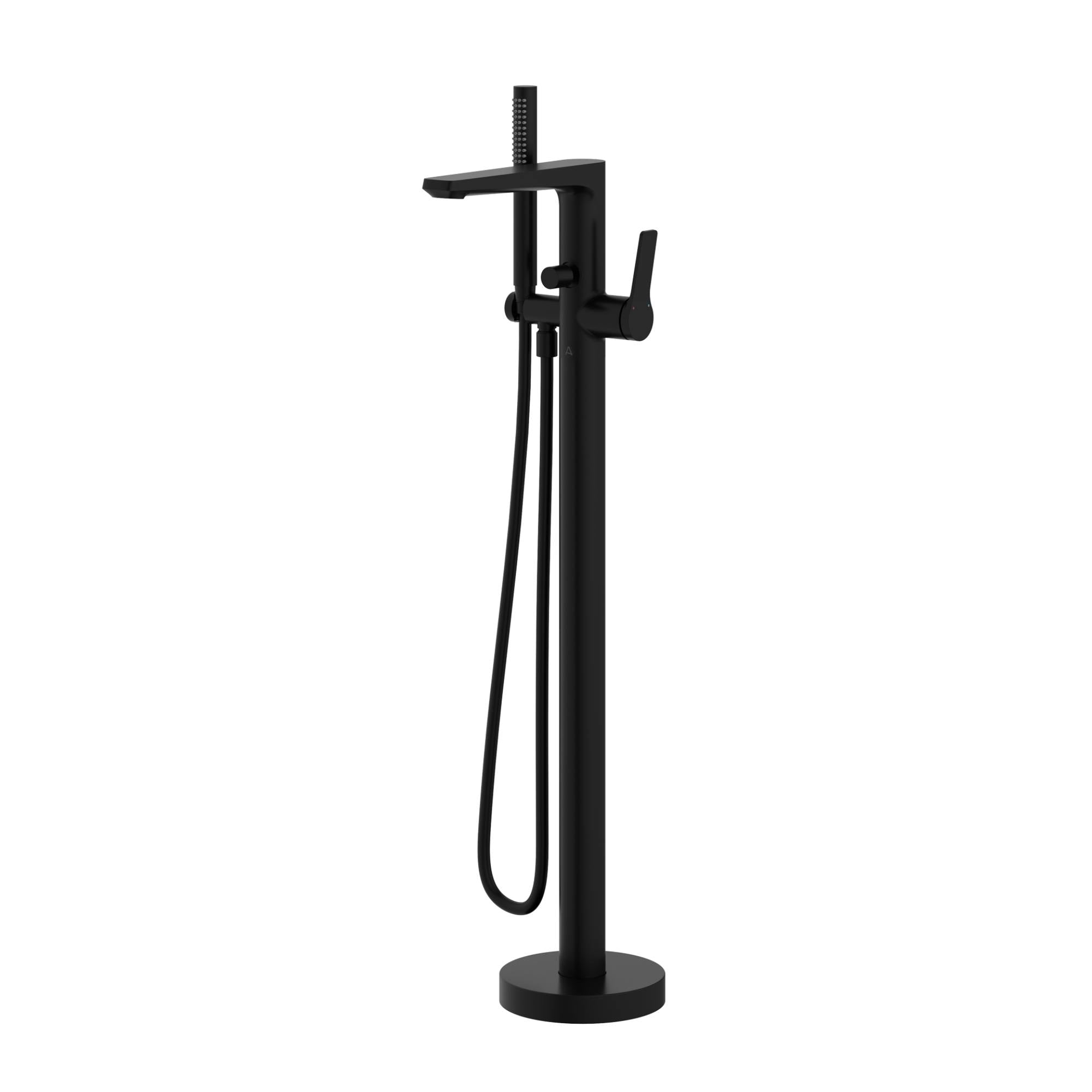 Agora Floorstanding Bath Shower Mixer With Handset Matt Black at Deluxe Bathrooms, Ireland