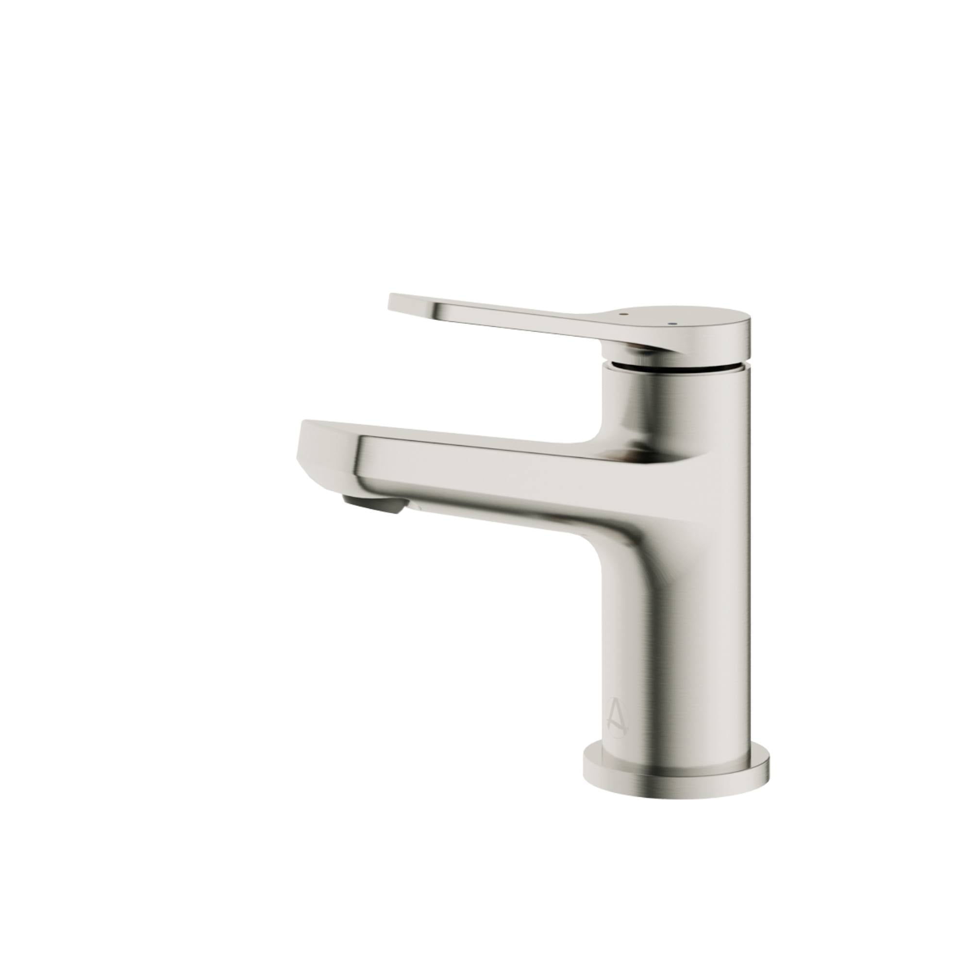 Agora Mini Basin Mixer Tap with Click-Clack Waste in brushed nickel - deluxe bathrooms ireland