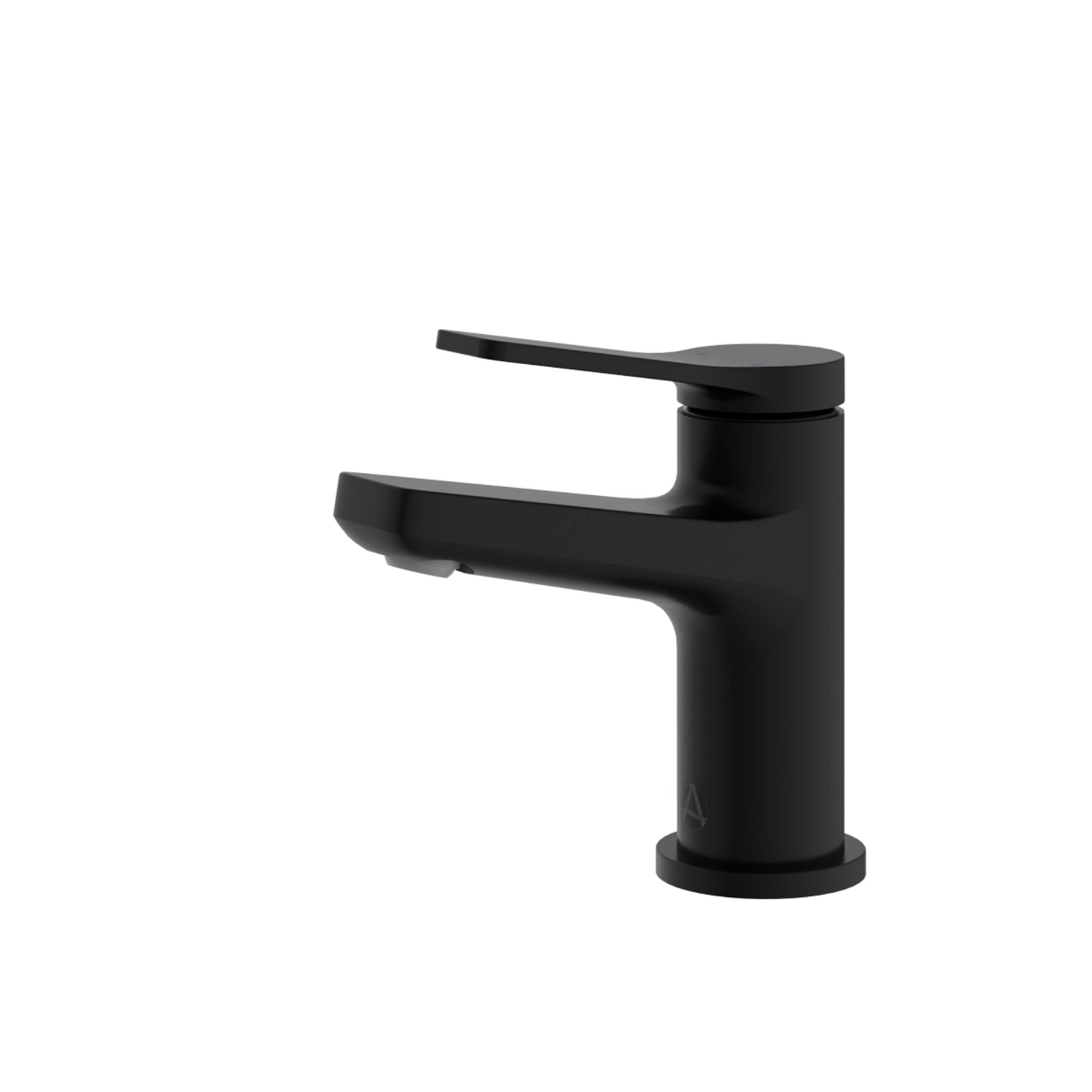 Agora Mini Basin Mixer Tap with Click-Clack Waste in matte black deluxe bathrooms ireland