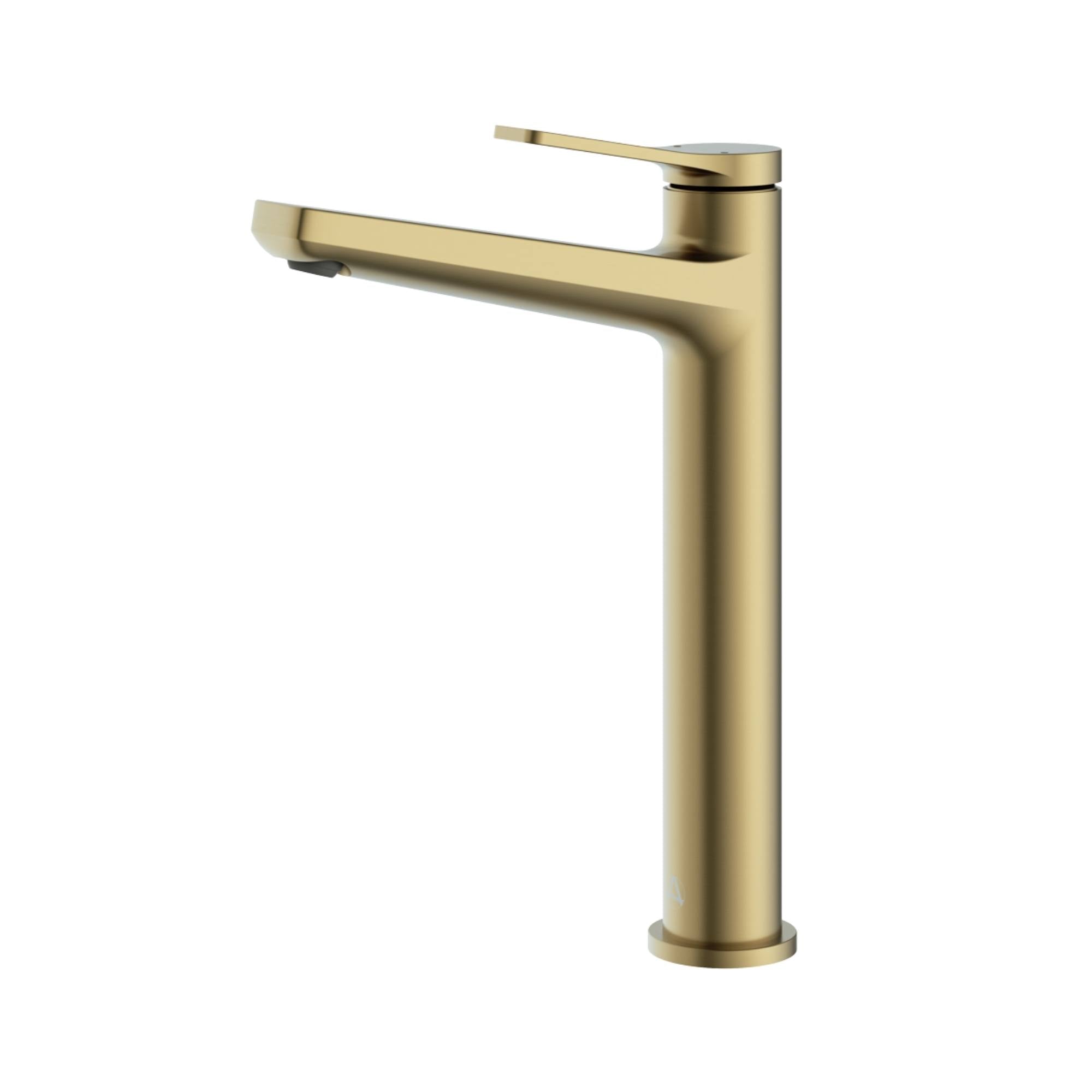 Agora Tall Basin Mixer Tap with Click-Clack Waste in brass colour - Deluxe bathrooms - Ireland