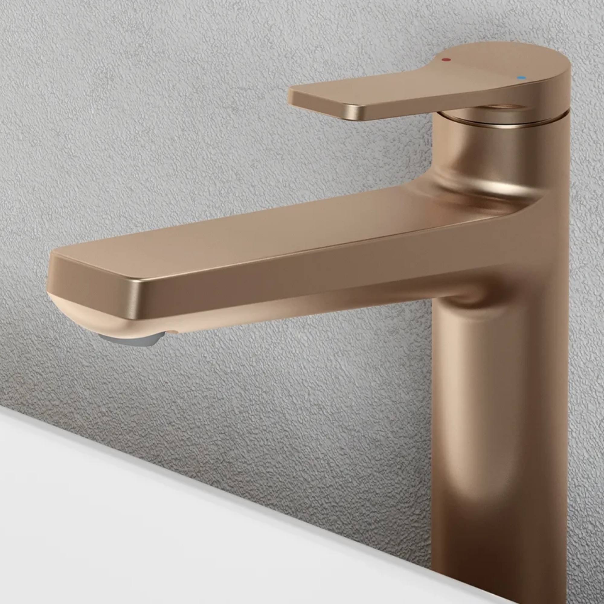 Agora Tall Basin Mixer Tap with Click-Clack Waste in bronze colour - Deluxe bathrooms - Ireland