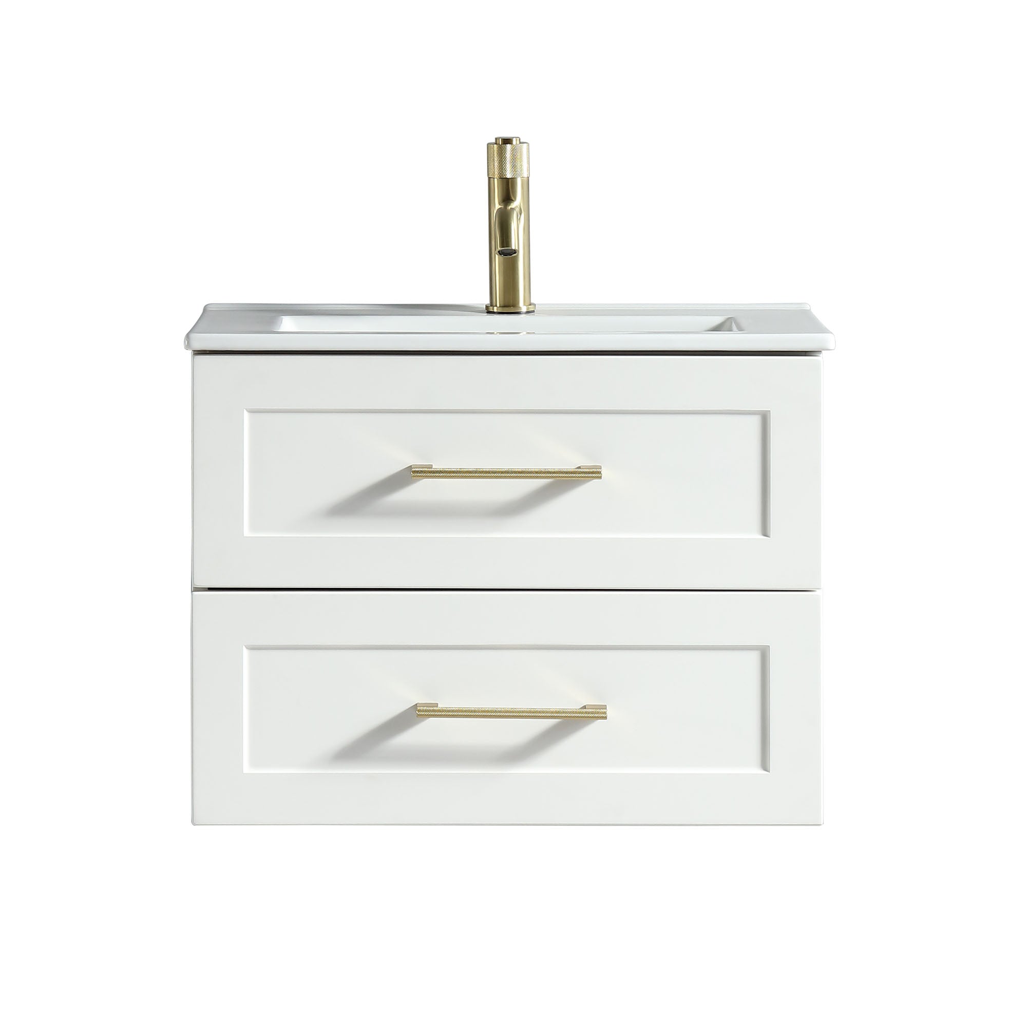 alton 600 wall mounted 2 drawer vanity unit with washbasin silk white