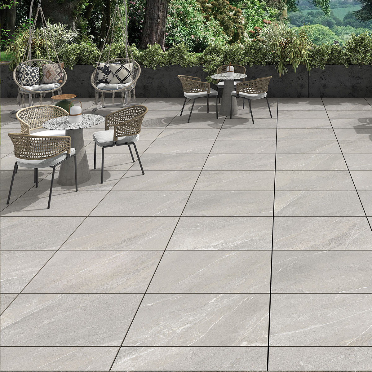 Aneto Grey 20mm Stone Effect Outdoor Porcelain Tile 60x90cm Matt