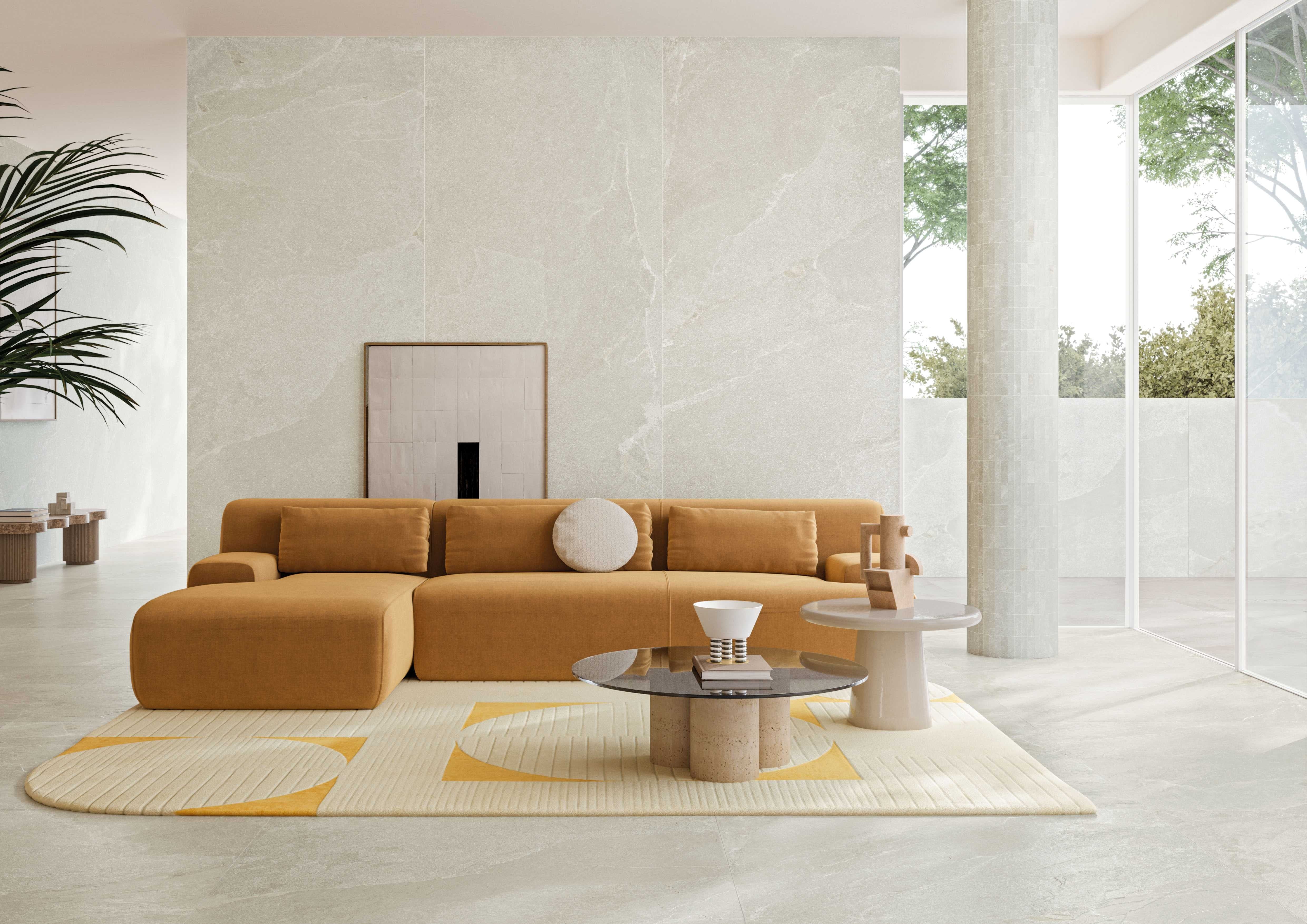 Ardesia Bianco Stone Effect Porcelain Tile 80x80cm Matt