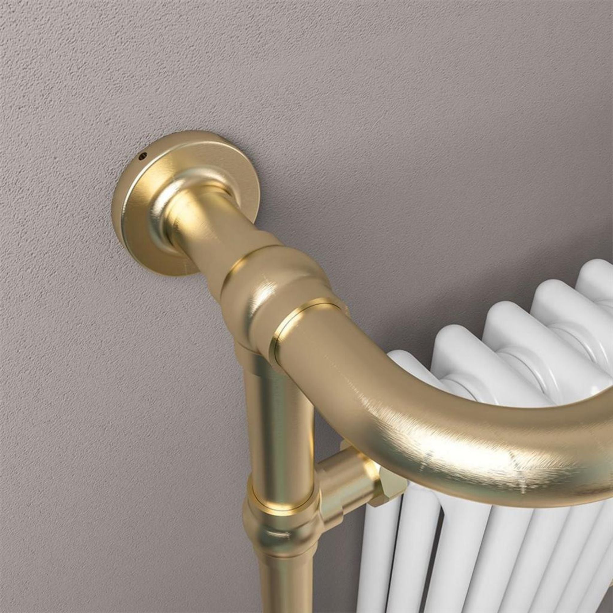 Ashbourne Traditional Radiator - Brushed Brass/Gloss White