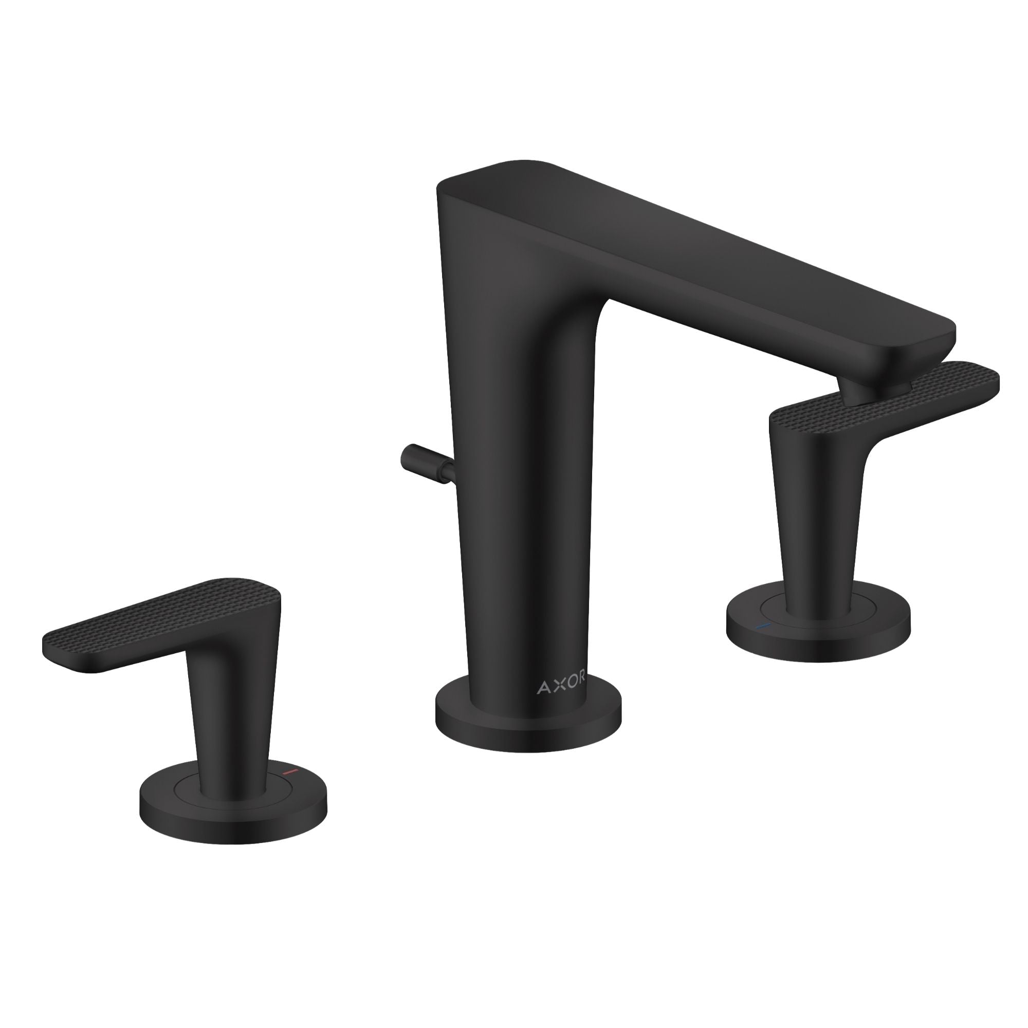 Axor Citterio C 3 Hole Deck Mounted Basin Mixer Tap With Waste Cubic Cut Matt Black