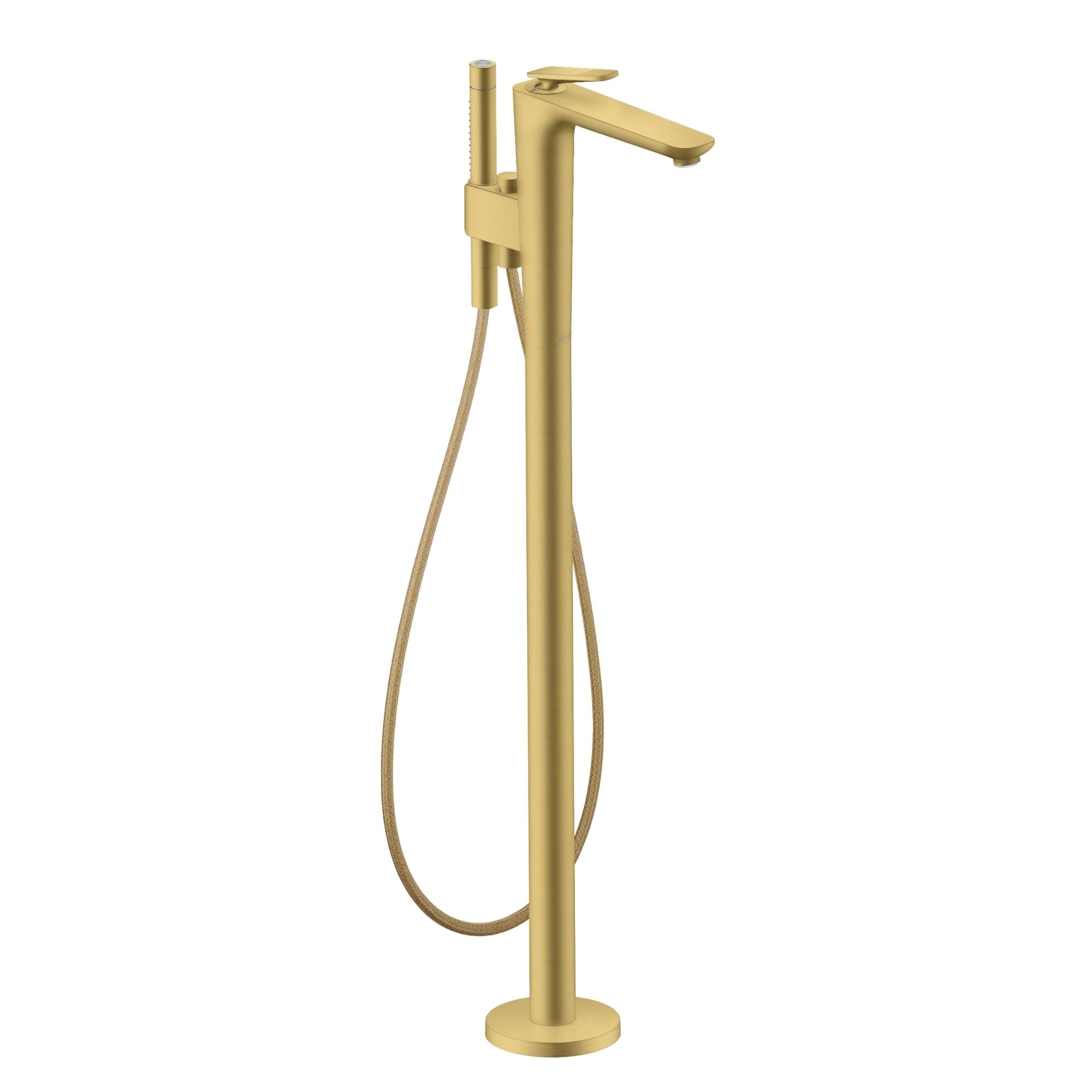 Axor Citterio C Floorstanding Bath Shower Mixer With Handset Cubic Cut Brushed Brass
