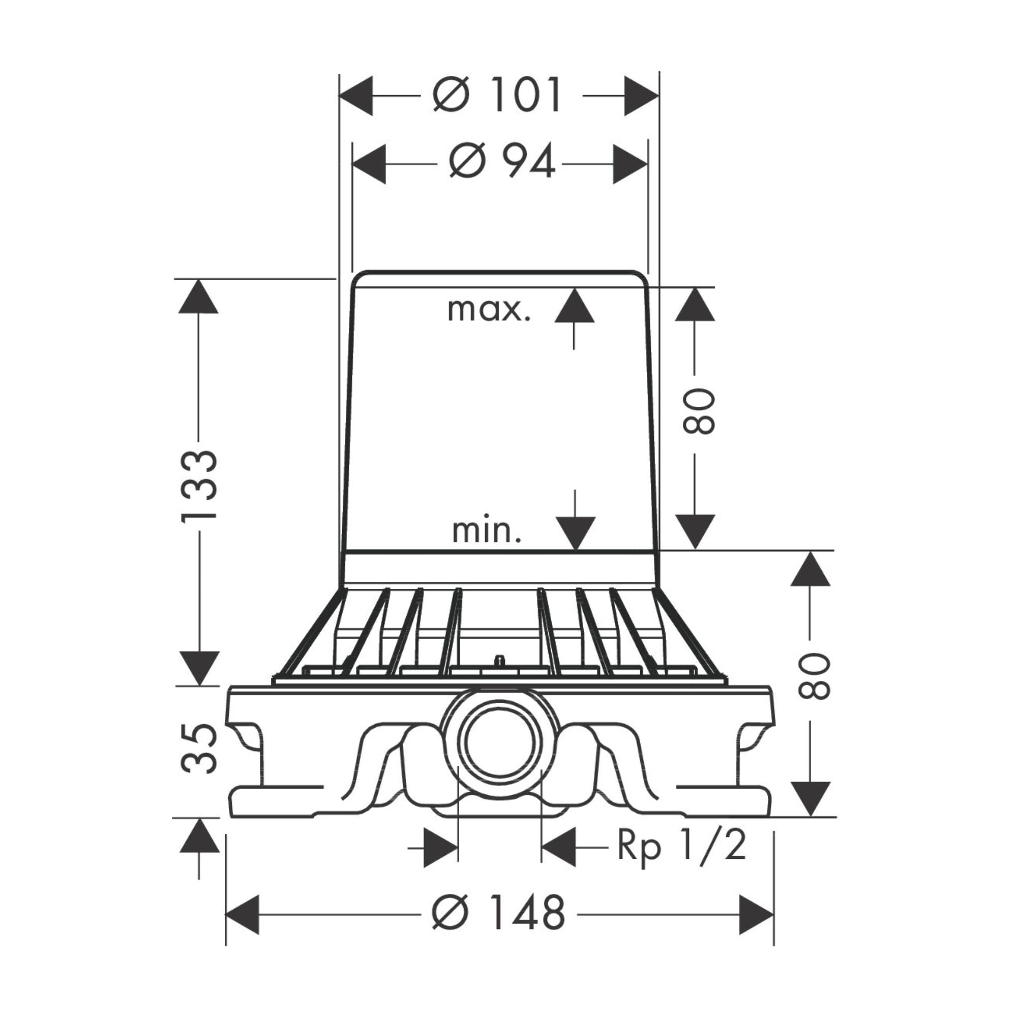 Axor Citterio C Floorstanding Bath Shower Mixer Basic Set Technical Drawing