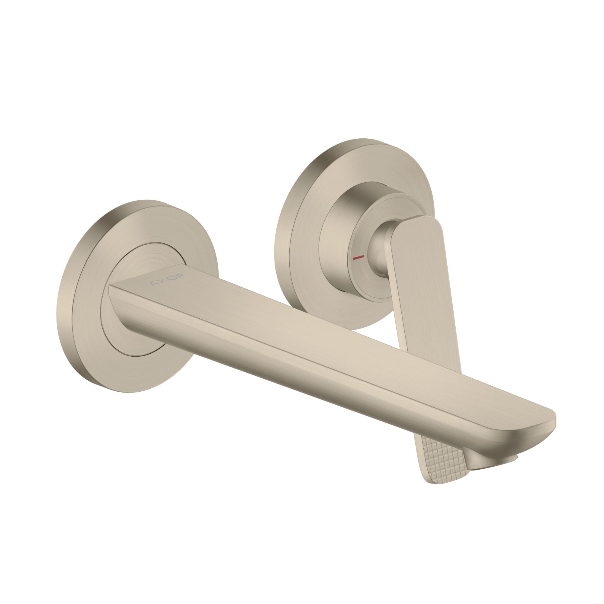 Axor Citterio C Brushed Nickel Wall Mounted 2 Hole Basin Mixer Tap Cubic Cut Brushed Nickel