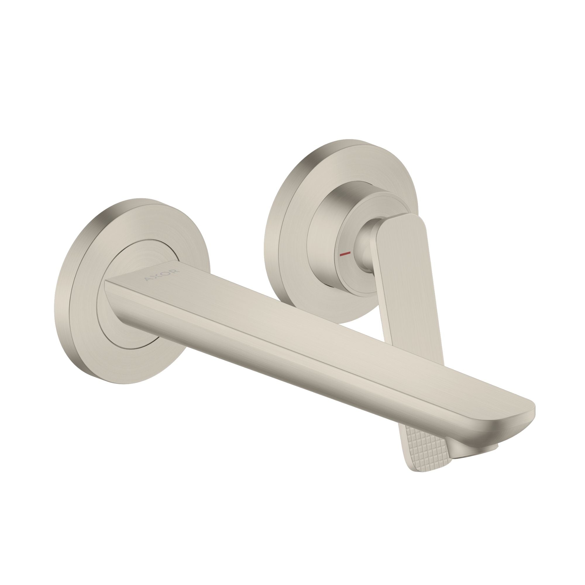 Axor Citterio C Stainless Steel Optic Wall Mounted 2 Hole Basin Mixer Tap Cubic Cut Stainless Steel Optic