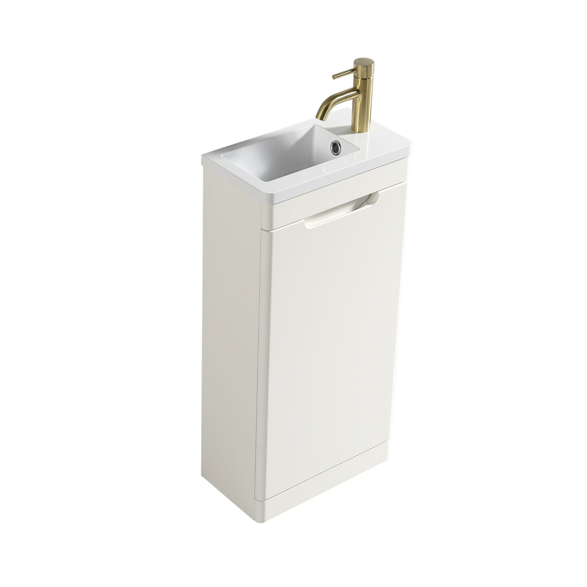 Ayr 400mm Floorstanding Cloakroom Vanity Unit With Composite Basin Silk White Deluxe Bathrooms