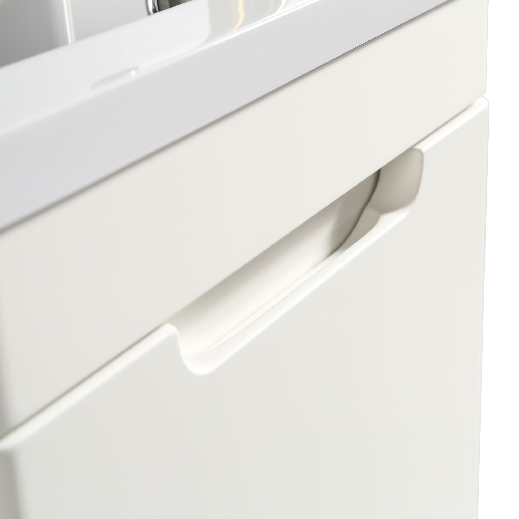 Ayr 400mm Floorstanding Cloakroom Vanity Unit With Composite Basin Silk White Deluxe Bathrooms