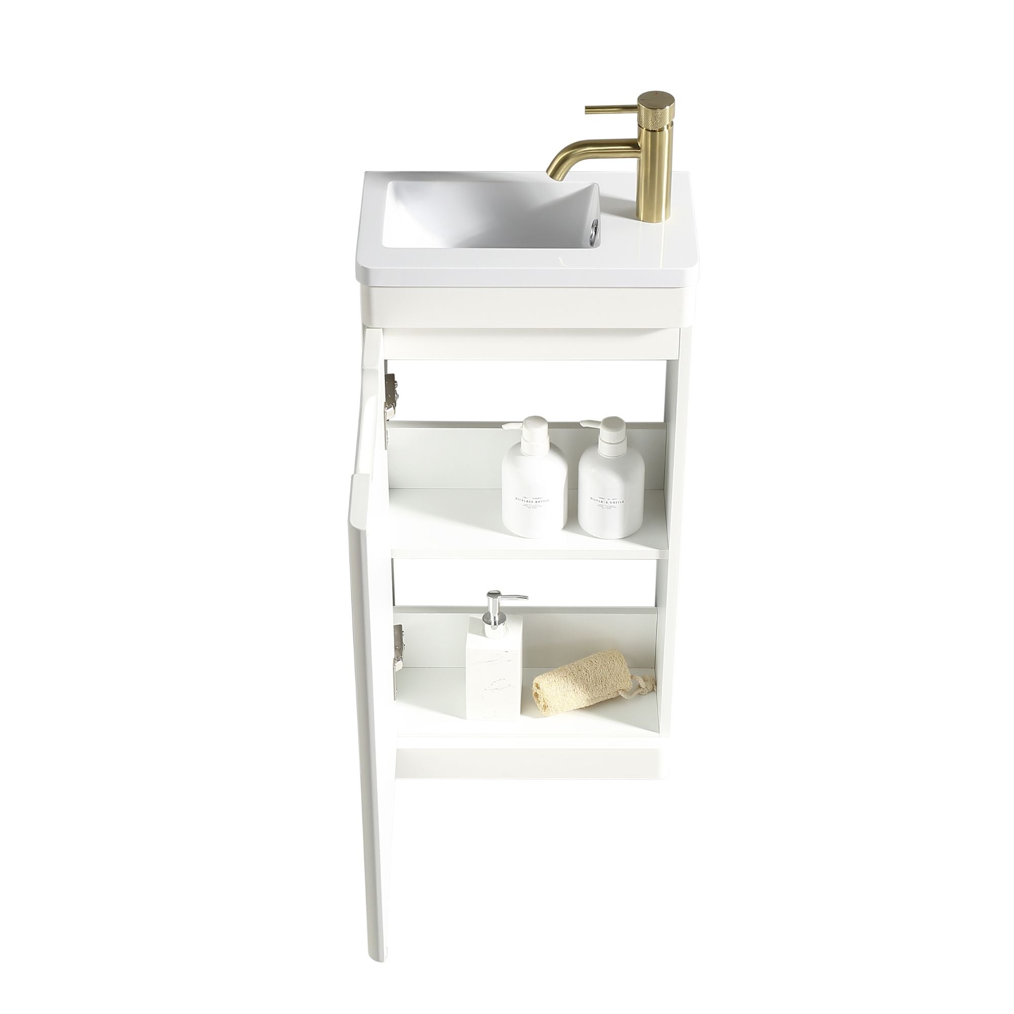 Ayr 400mm Floorstanding Cloakroom Vanity Unit With Composite Basin Silk White Deluxe Bathrooms