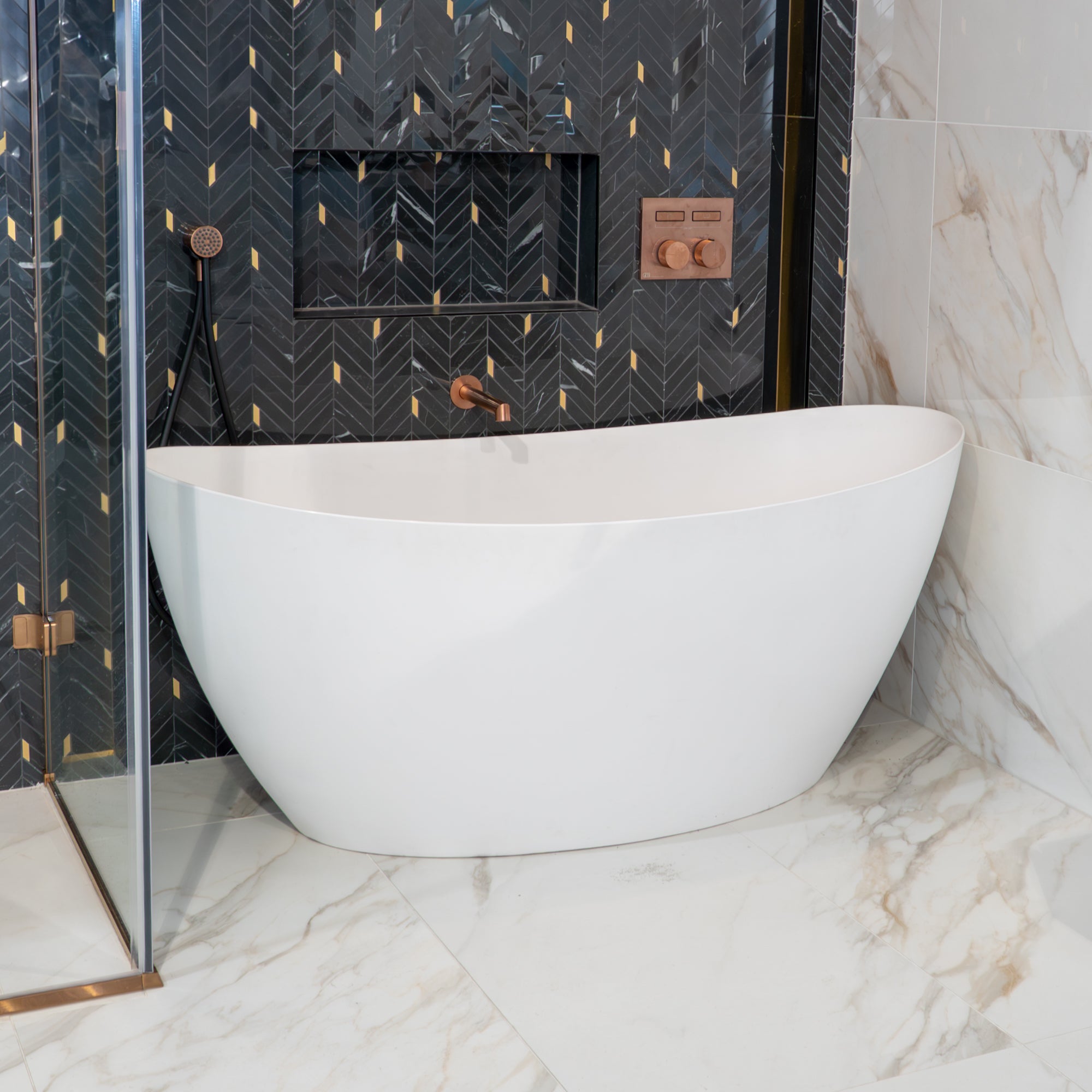 Granlusso™ Vizzini Freestanding Solid Stone Bath - Matt White