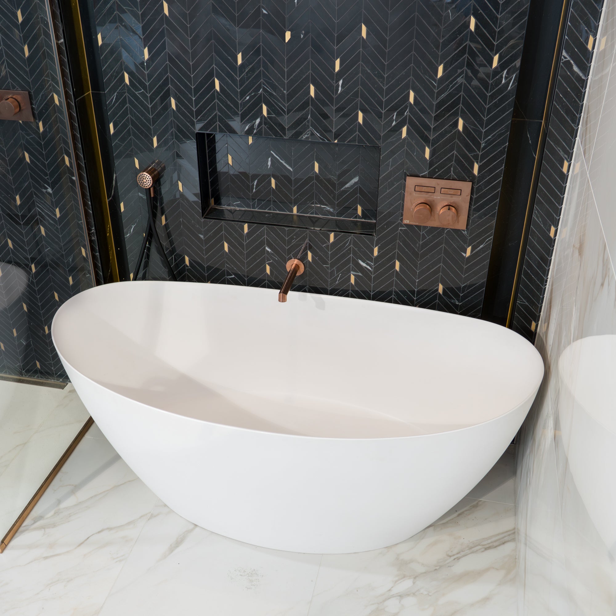 Granlusso™ Vizzini Freestanding Solid Stone Bath - Matt White