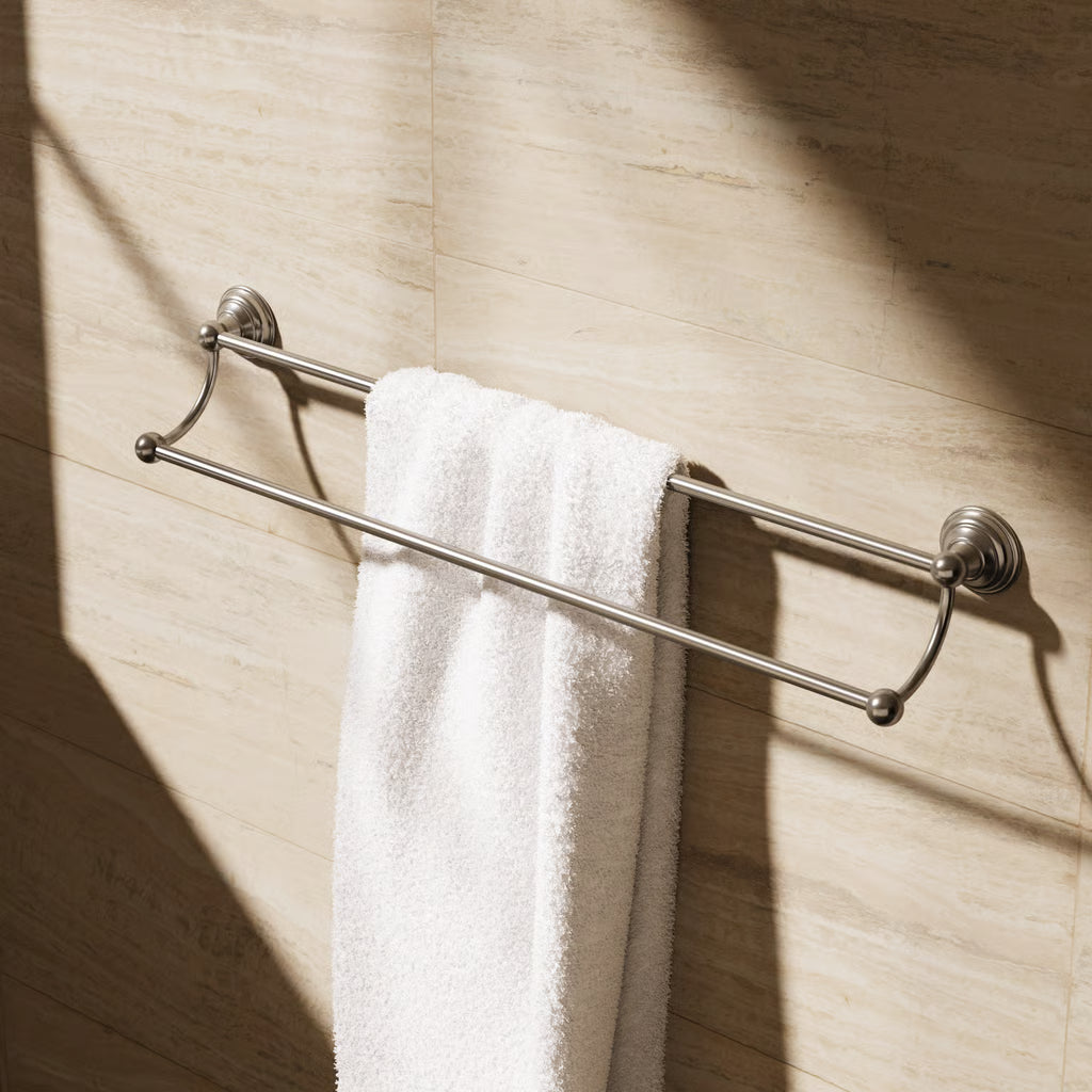 Belgravia double towel rail in brushed-nickel