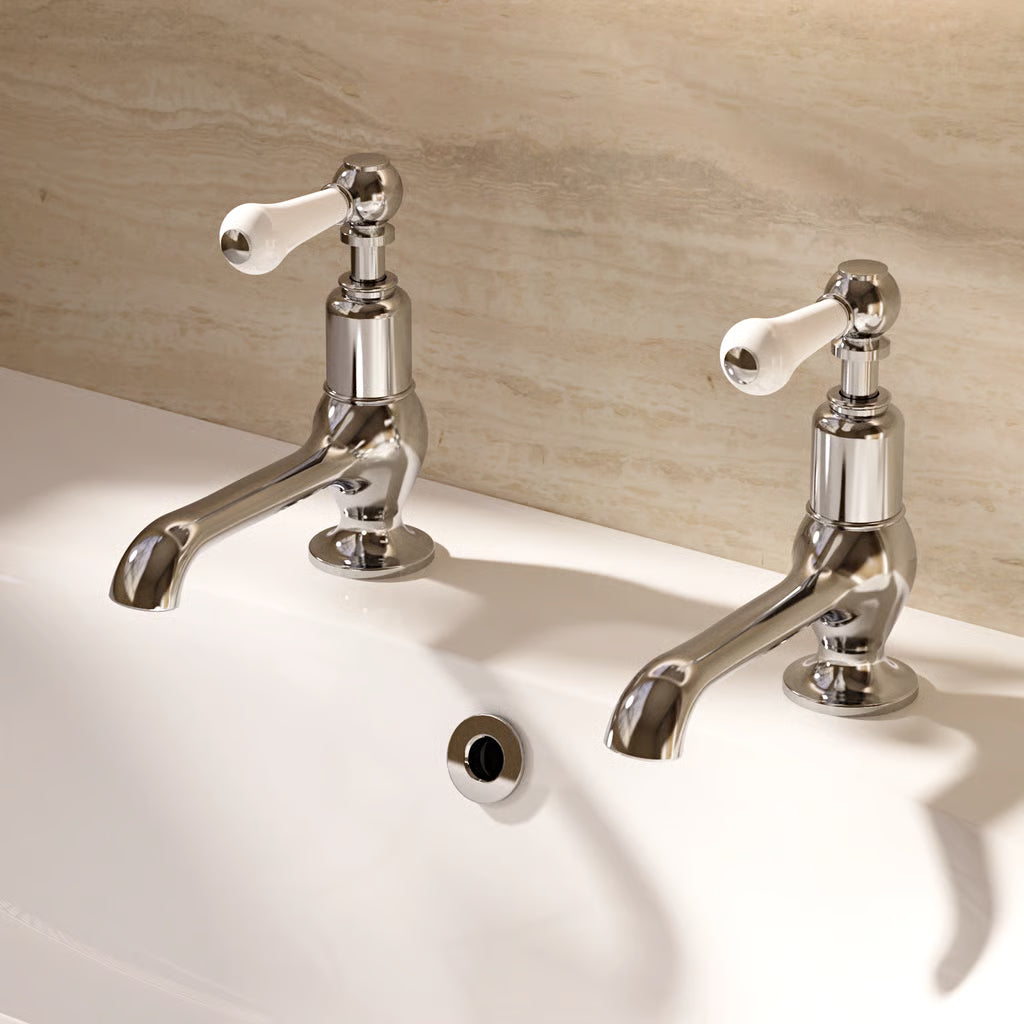 Belgravia long nose lever basin taps in chrome