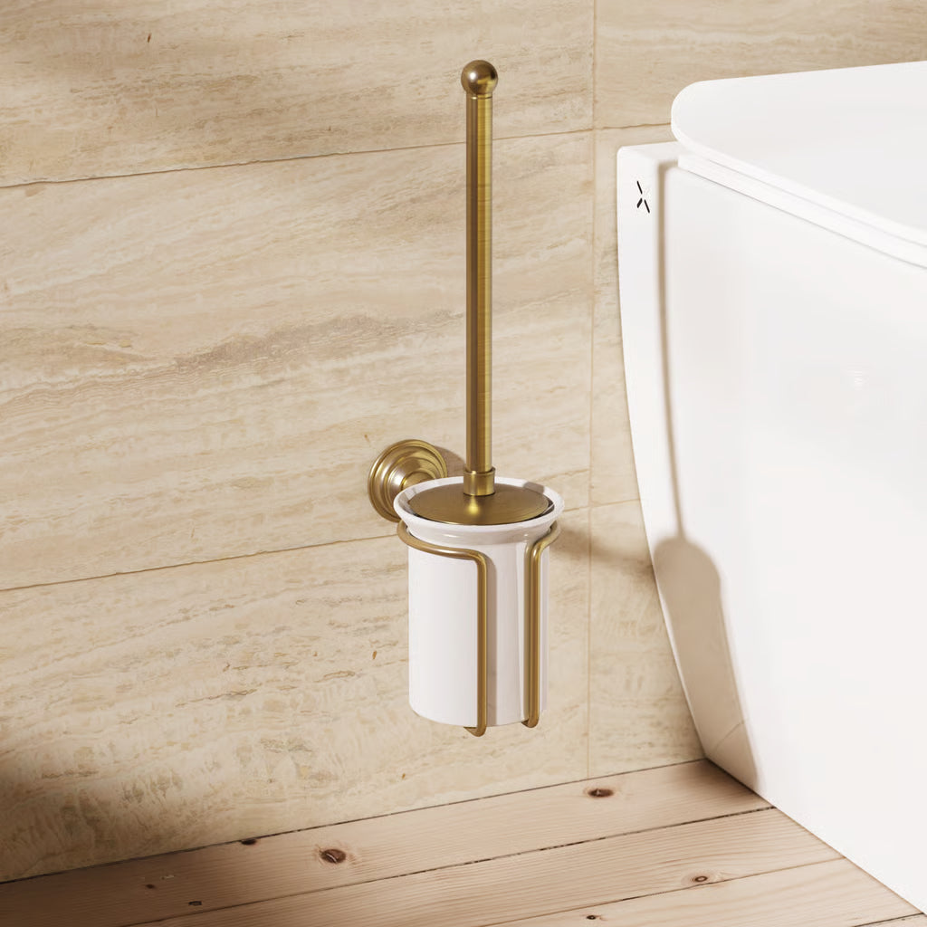 Belgravia toilet brush holder in brushed-brass