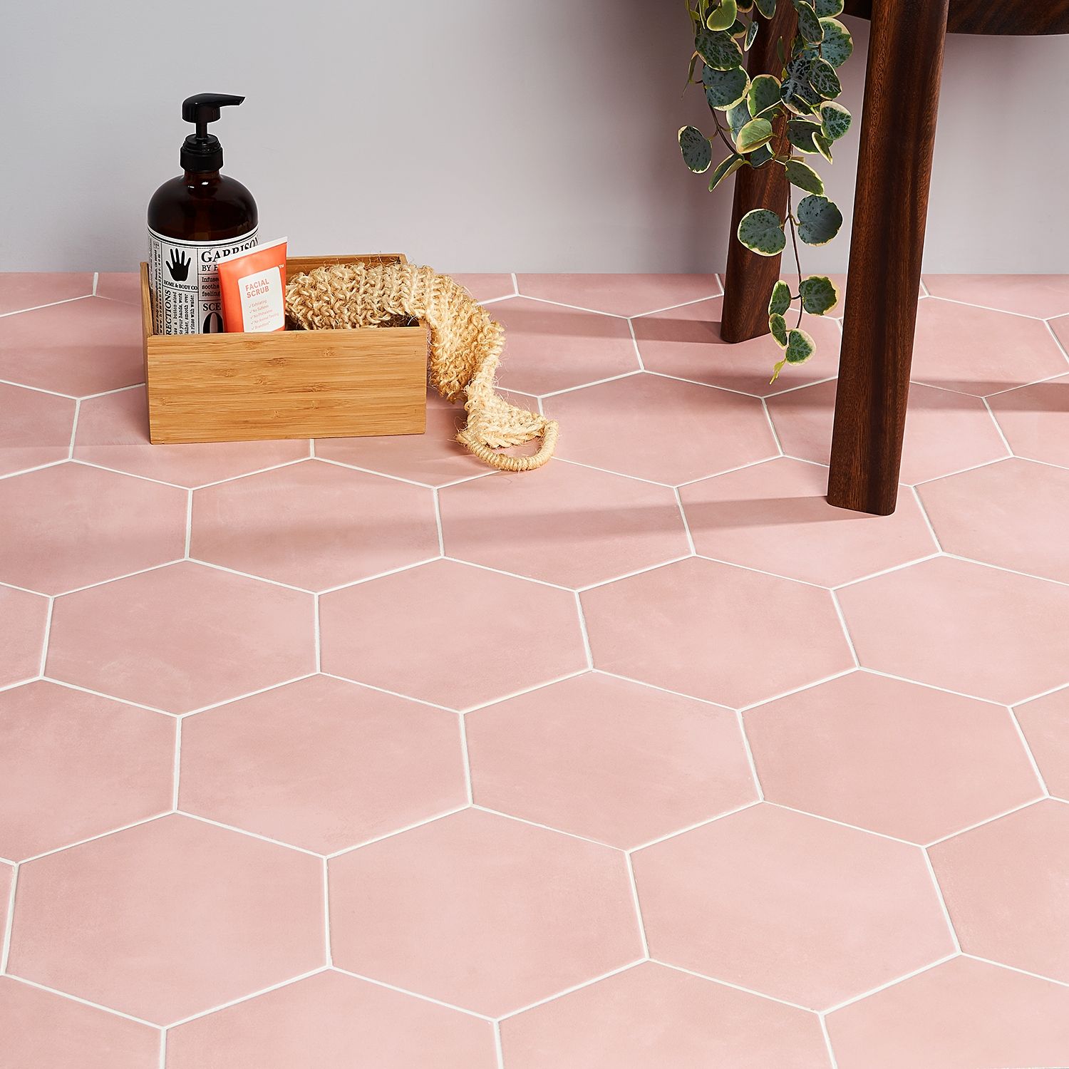 Deluxe Lilypad Base Rosa Hex Porcelain Tile 23x20cm Matt