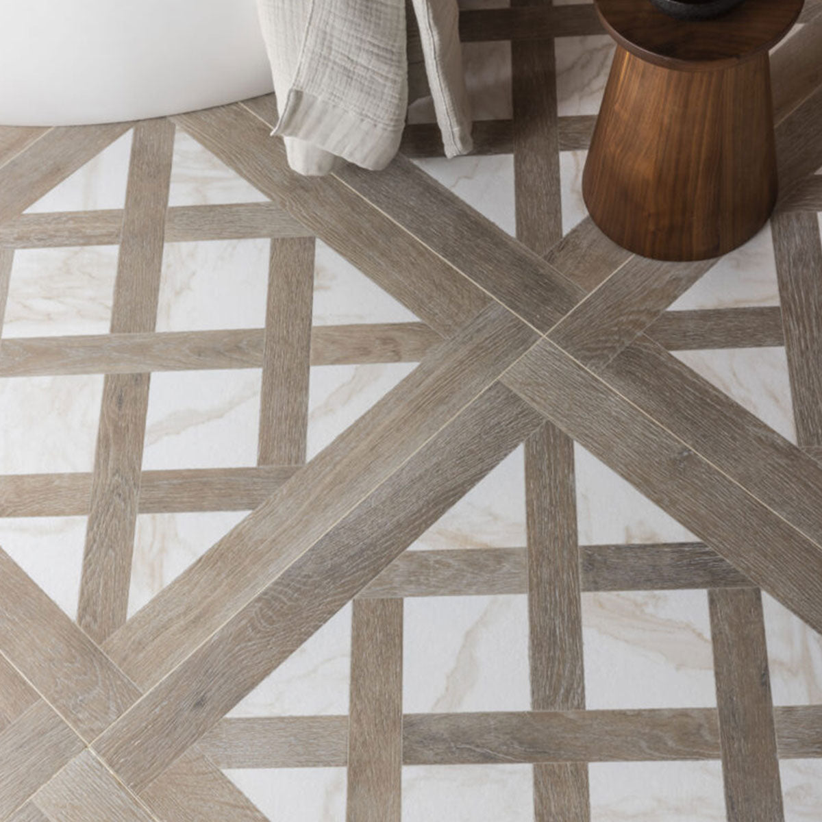 Bjorn Mocha Gold Wood Effect Porcelain Tile 90x90cm Matt