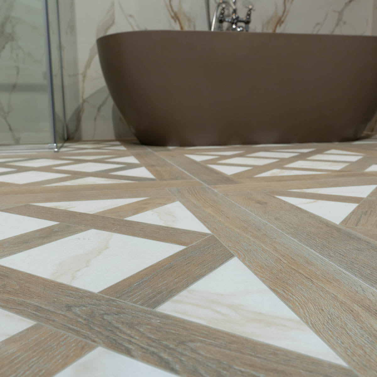 Björn Mocha Gold Wood Effect Porcelain Tile 90x90cm Matt