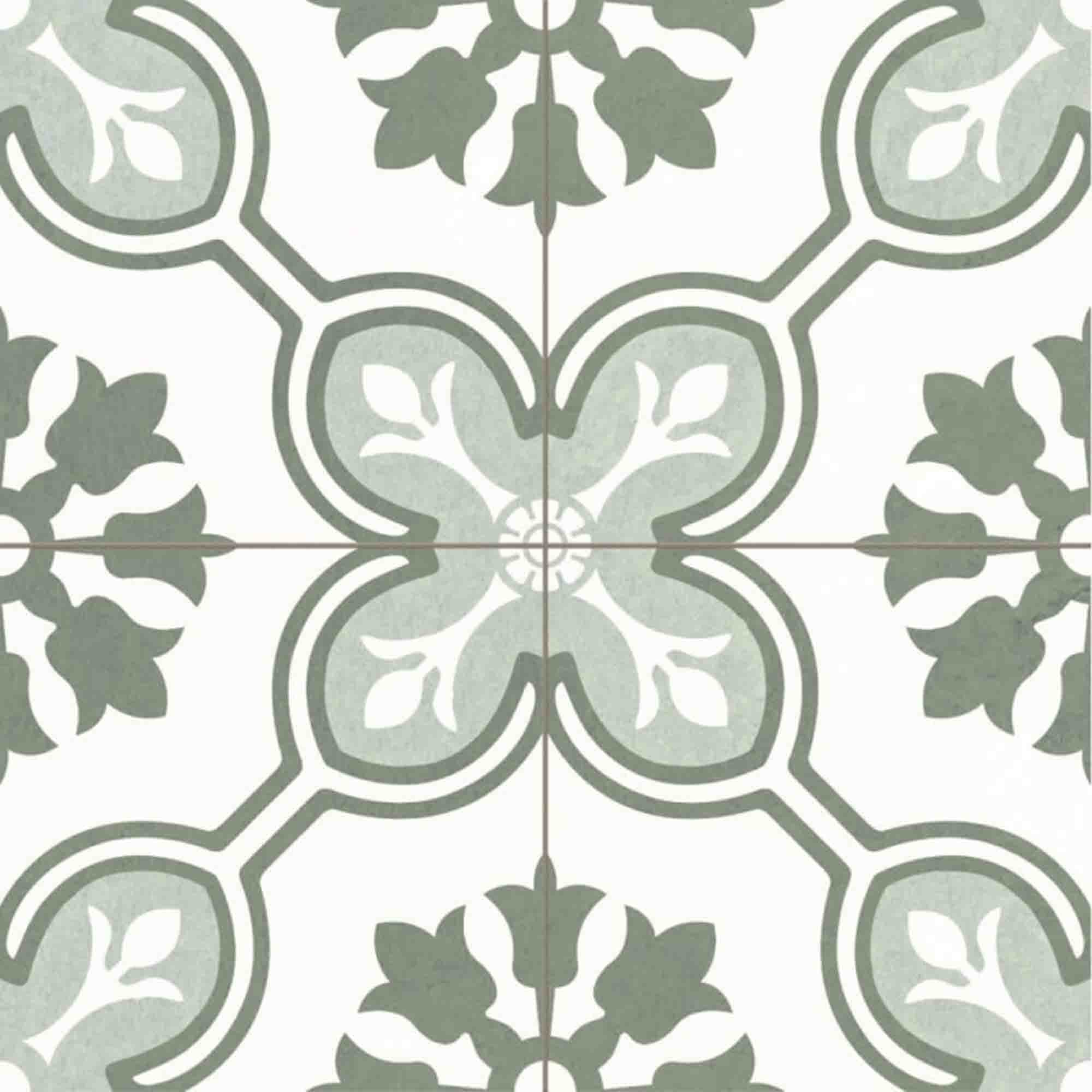 bordeaux green pattern porcelain tile matt 45x45cm
