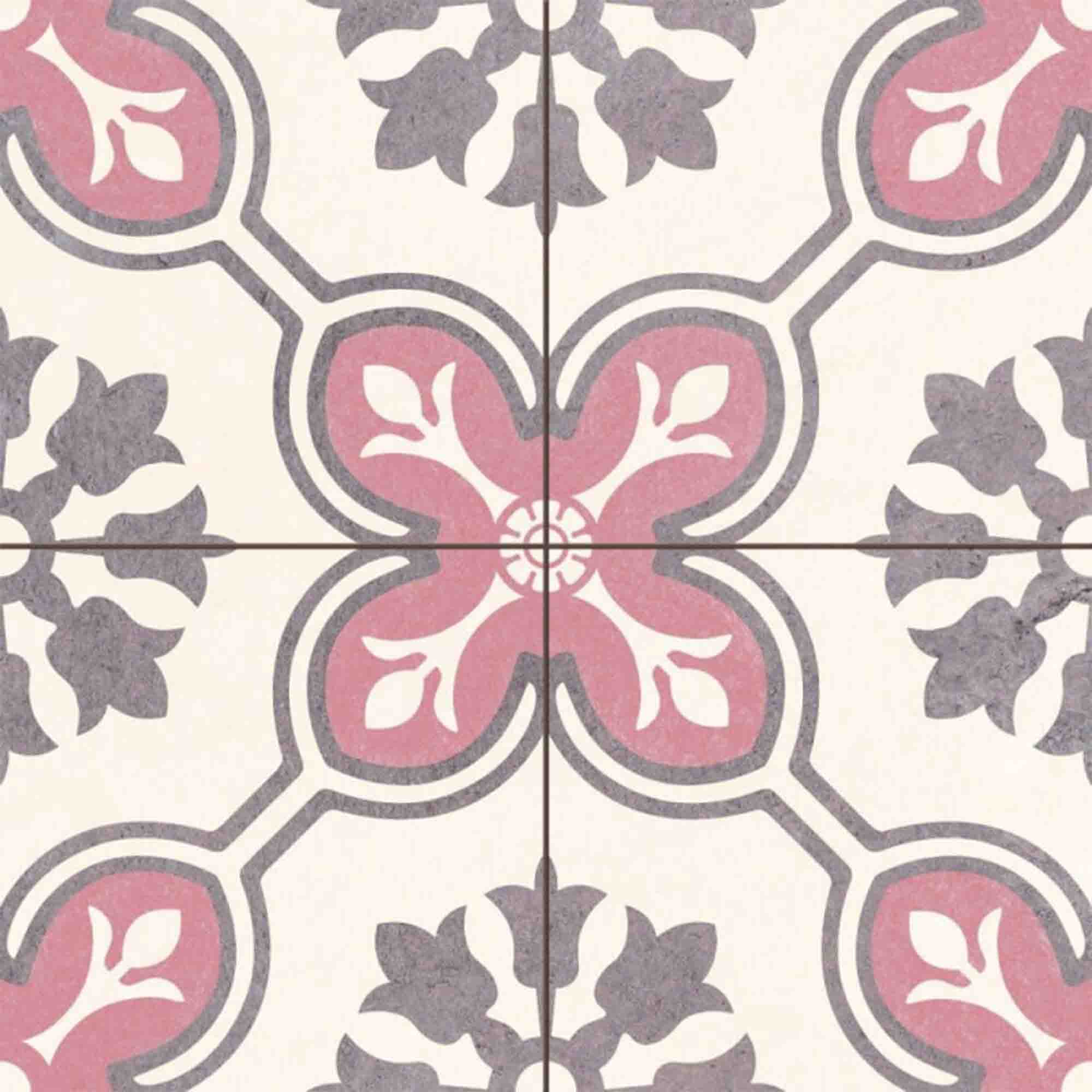 bordeaux rose pattern porcelain tile matt 45x45cm