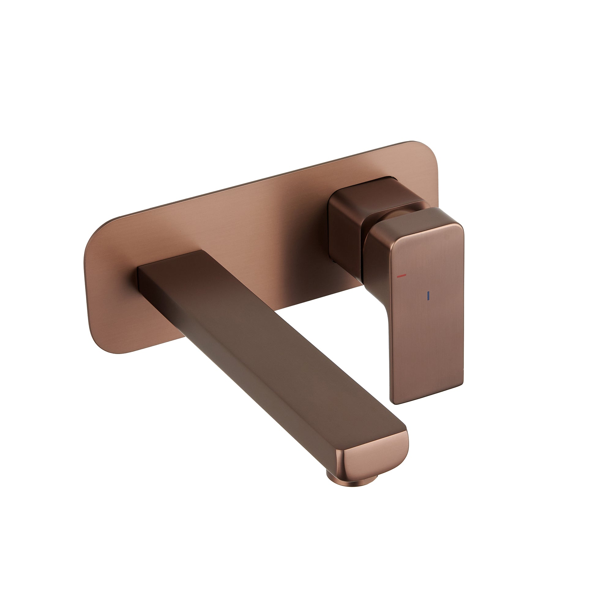 brisbane square 2 hole wall mounted basin mixer brushed bronze