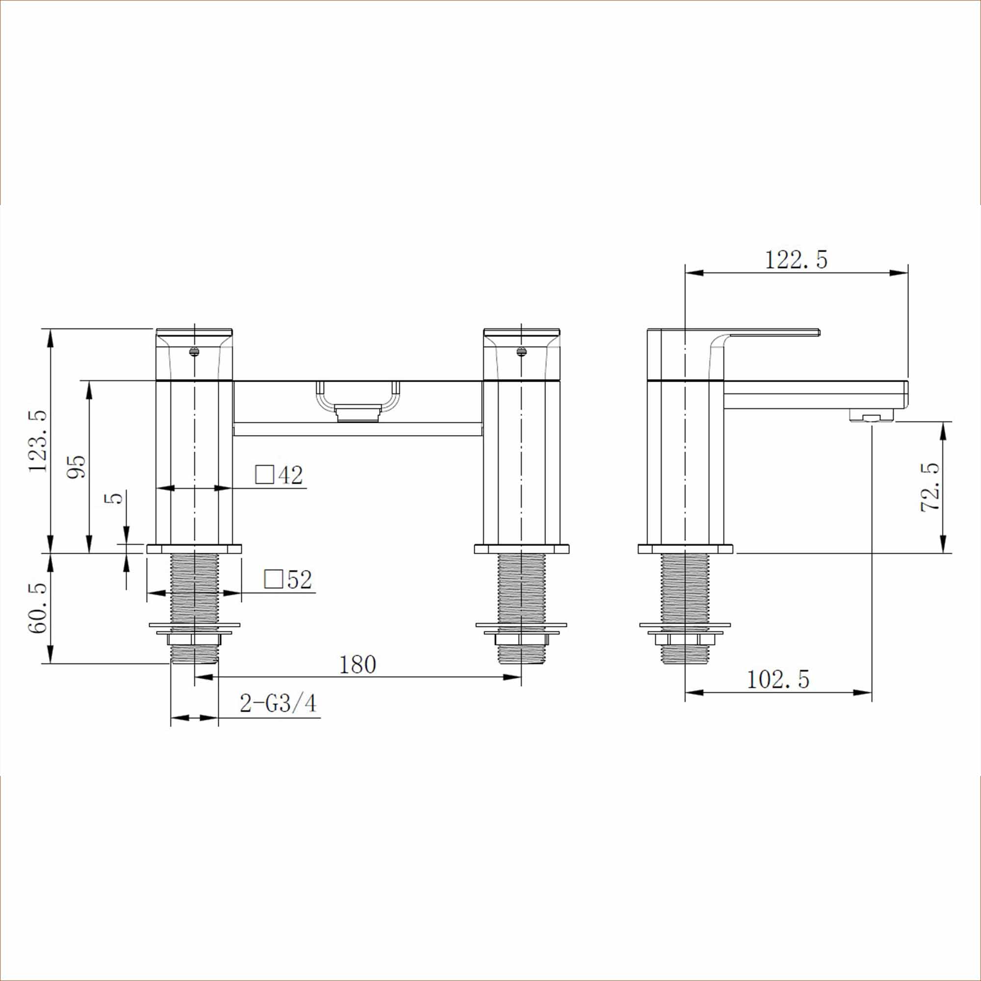 brisbane square bath filler dimensions