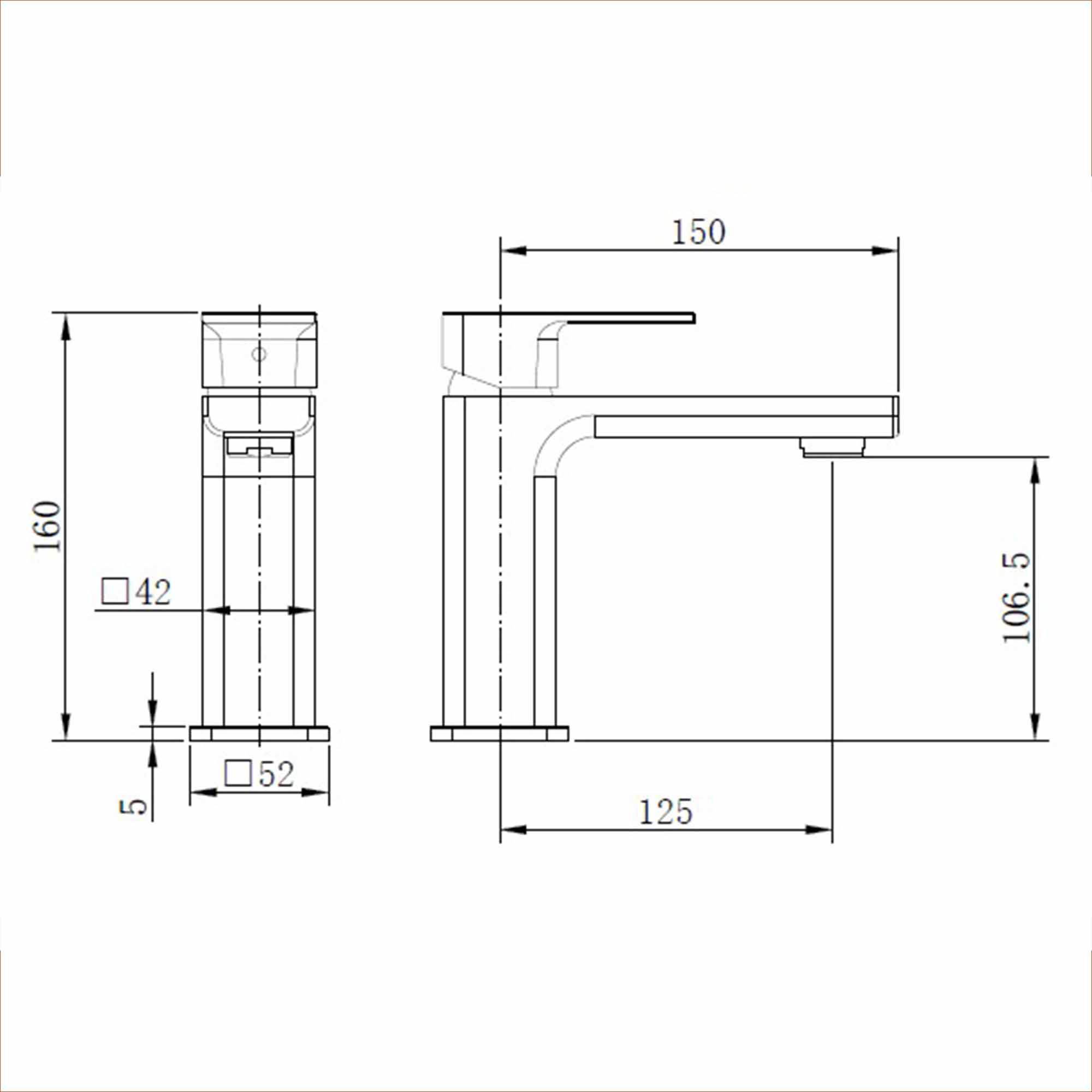 brisbane square single lever basin mixer dimensions