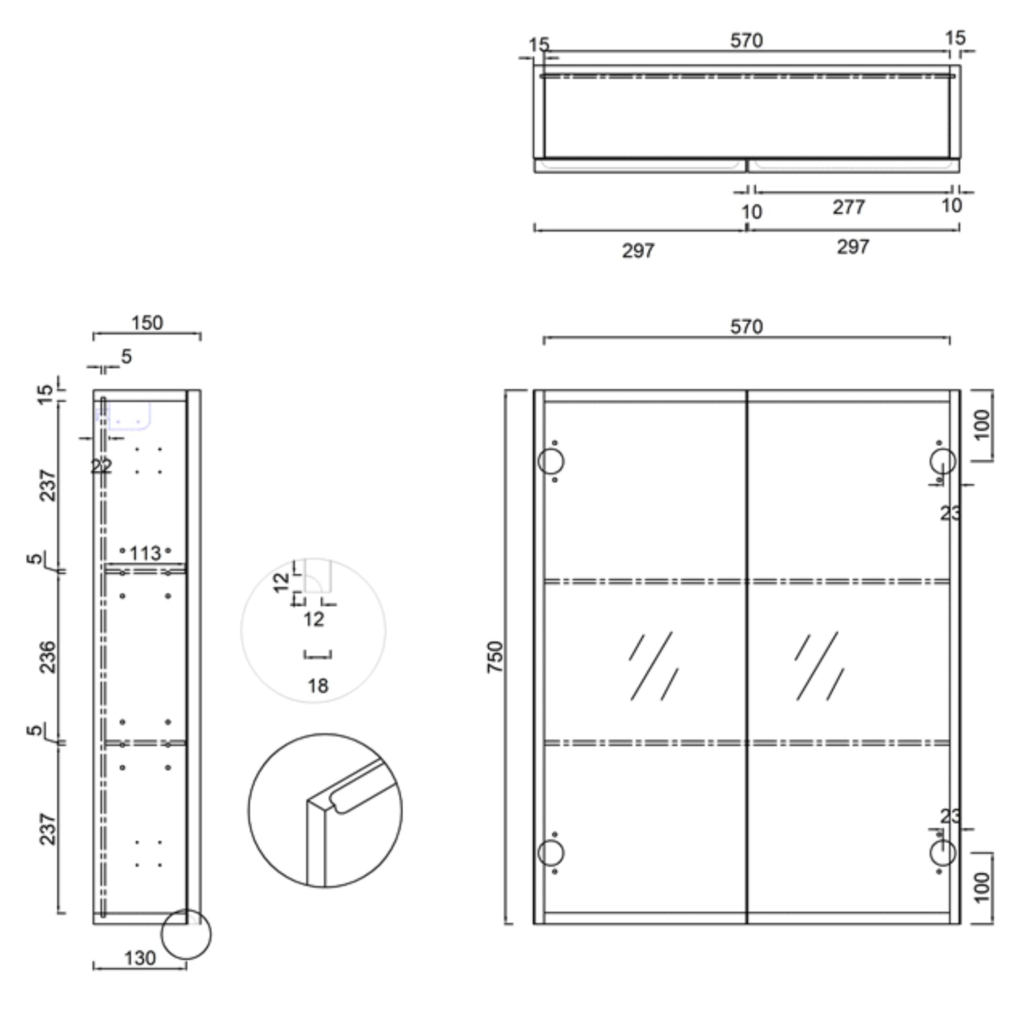 Britton 600 Double Mirror Door Cabinet