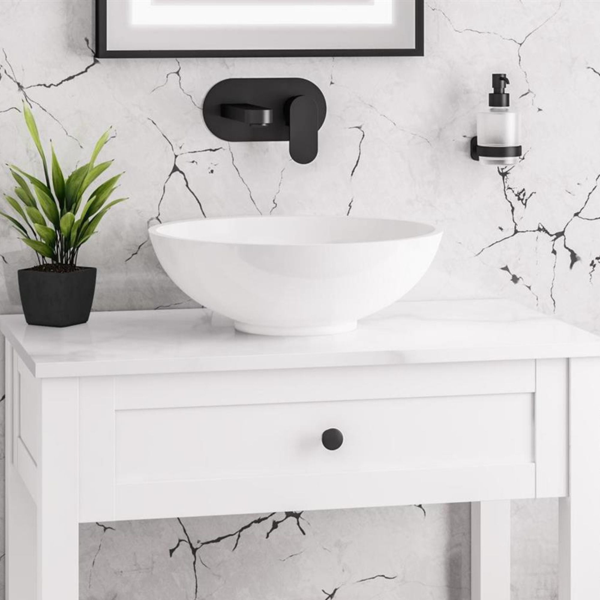 bromborough Floorstanding Washstand With Worktop - Matt White