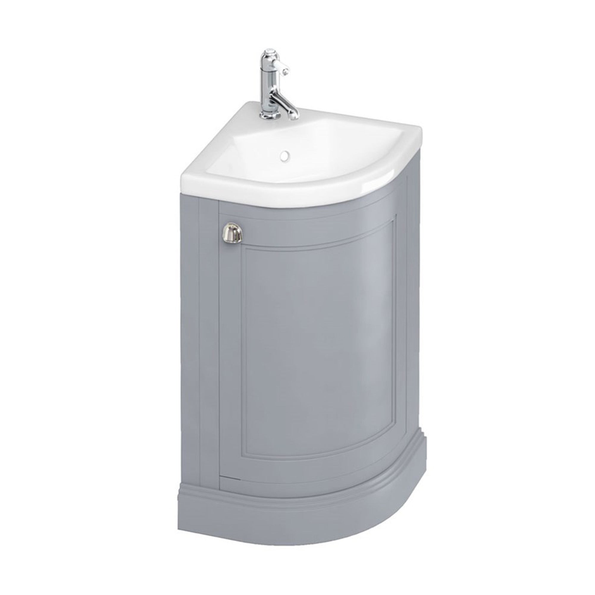 burlington 43 freestanding cloakroom corner vanity unit with basin classic grey