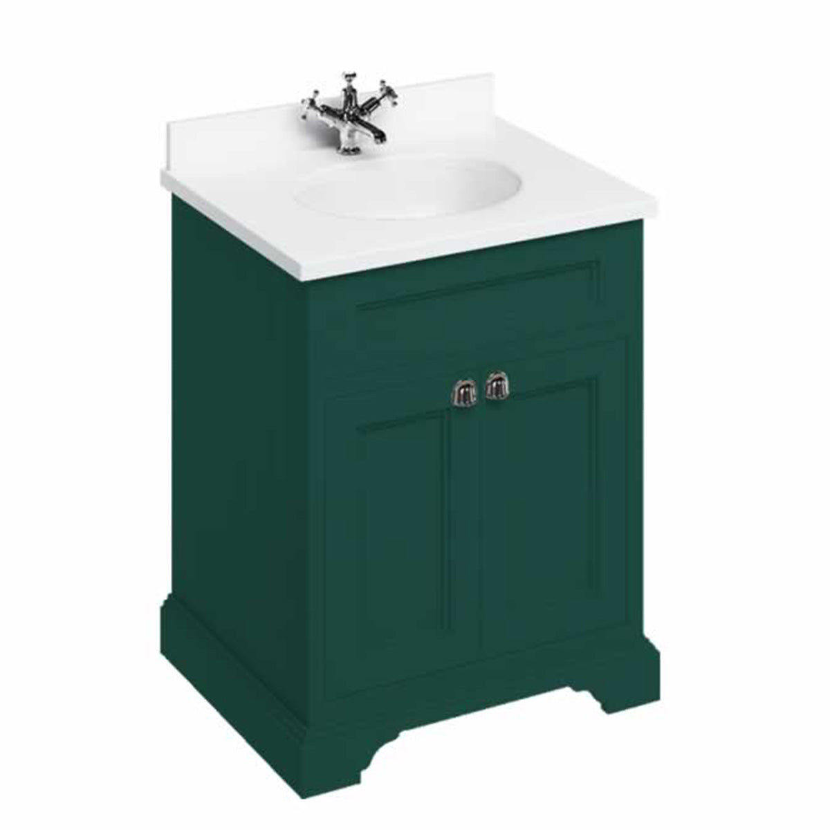burlington 650 freestanding 2 door vanity unit with plain white worktop and integrated bowl