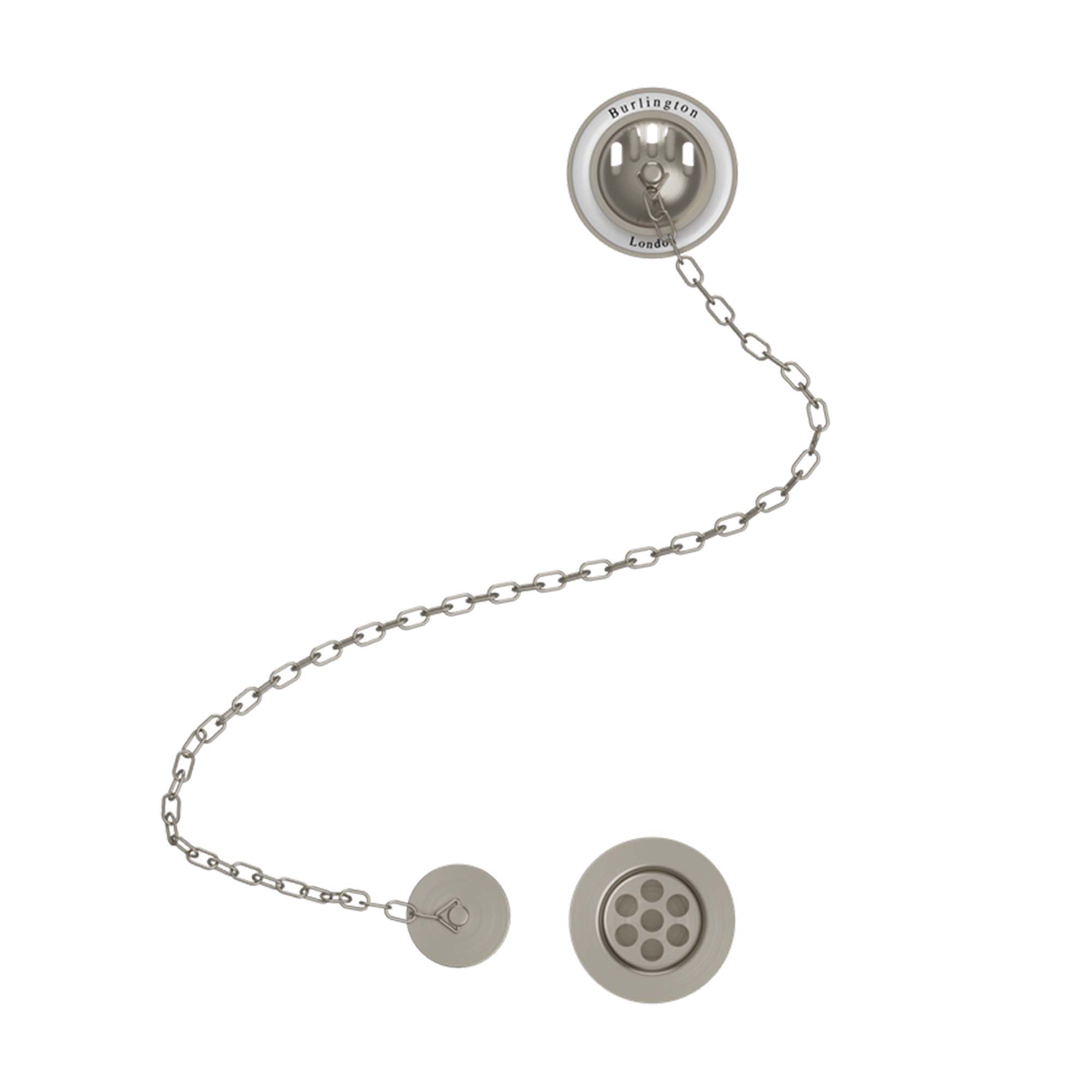 burlington bath overflow with plug and chain brushed nickel