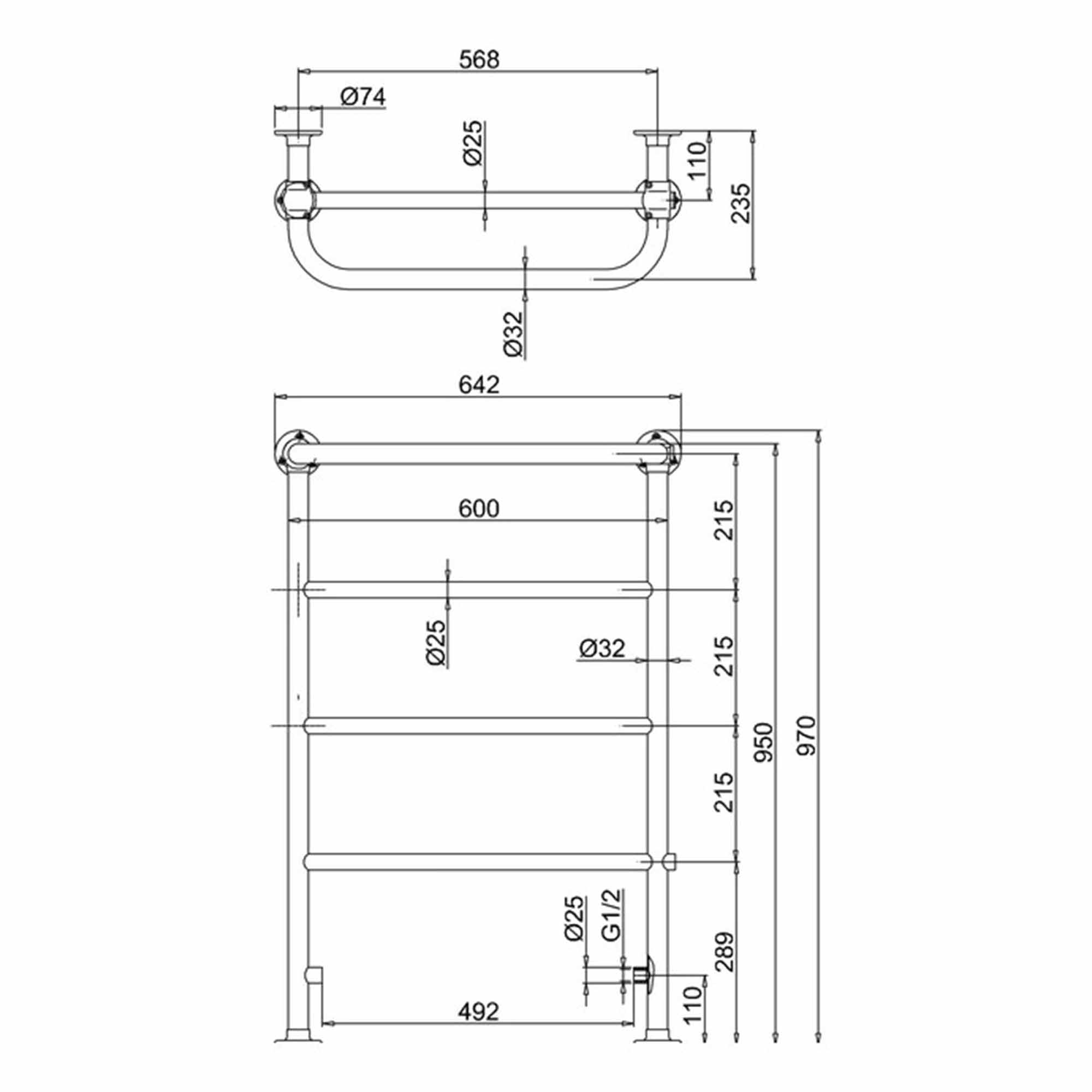 burlington berkeley traditional radiator 642x950mm dimensions