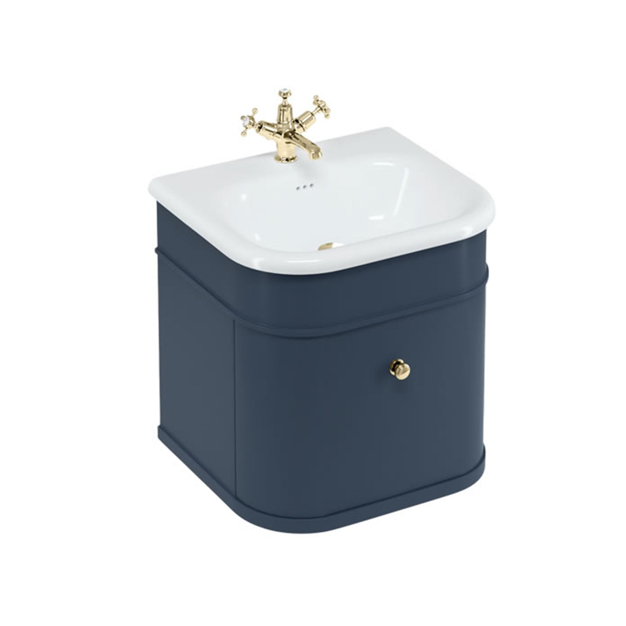 burlington chalfont 550mm wall mounted vanity with roll top basin matt blue