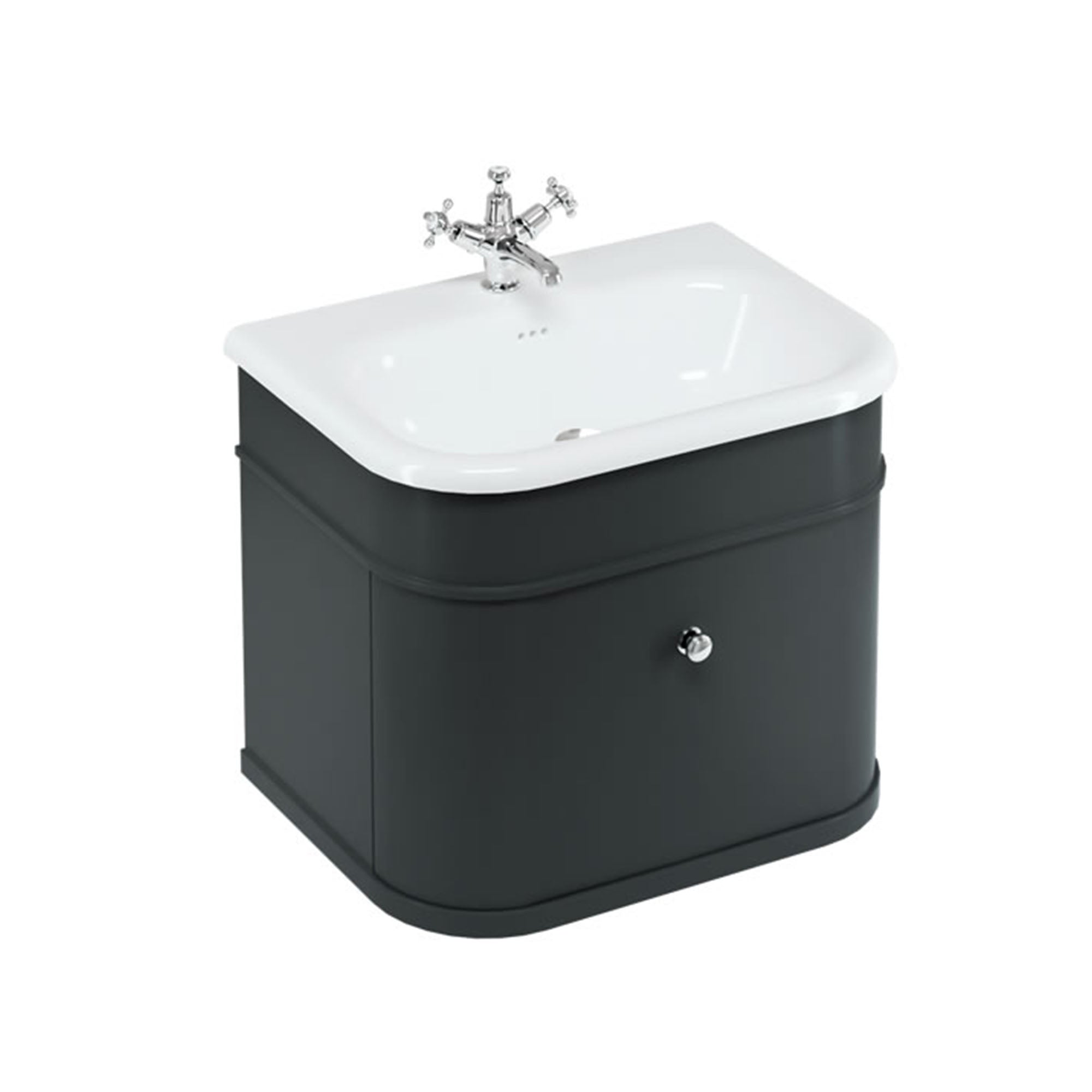 burlington chalfont 650mm wall mounted vanity with roll top basin matt black
