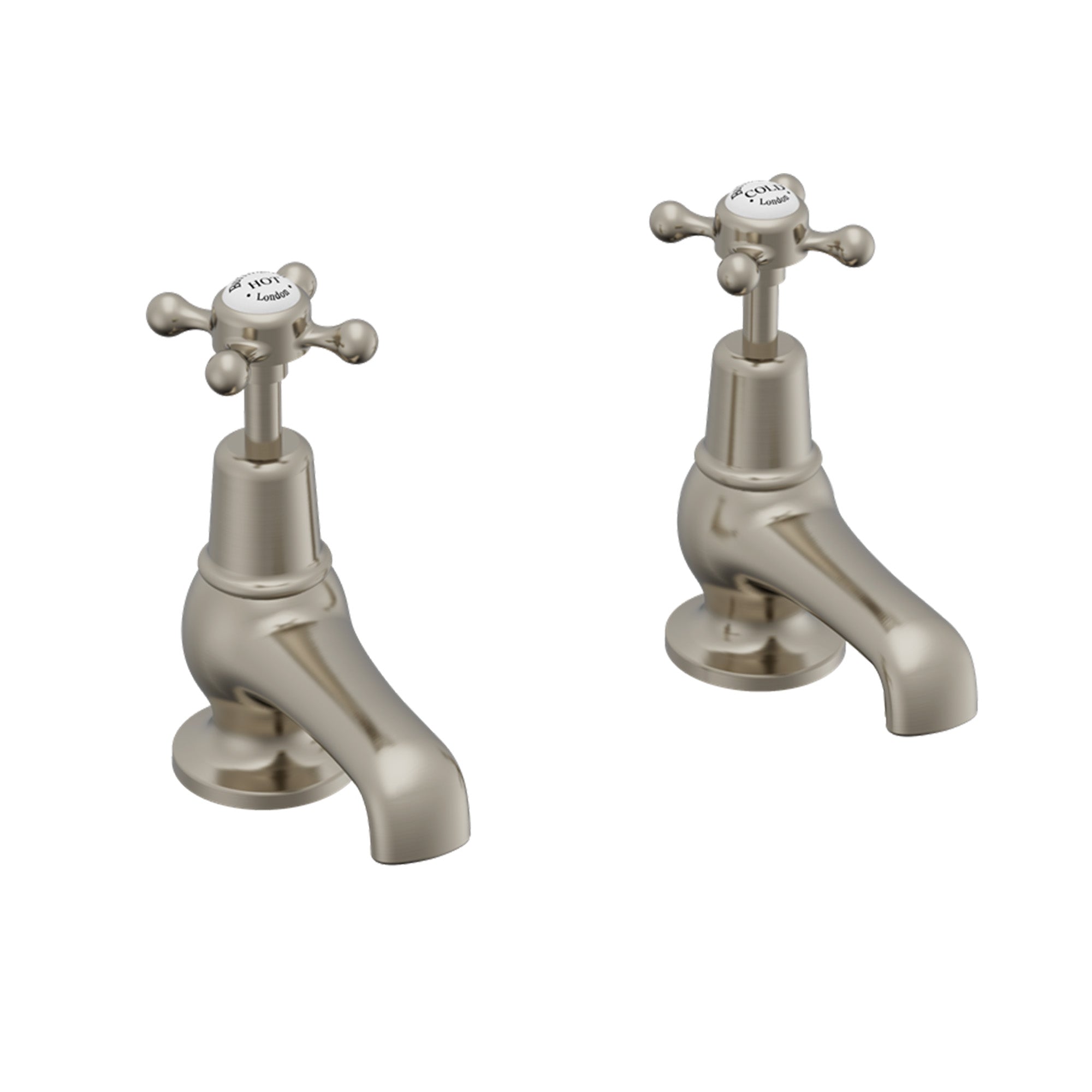 burlington claremont 3 inch basin taps brushed nickel